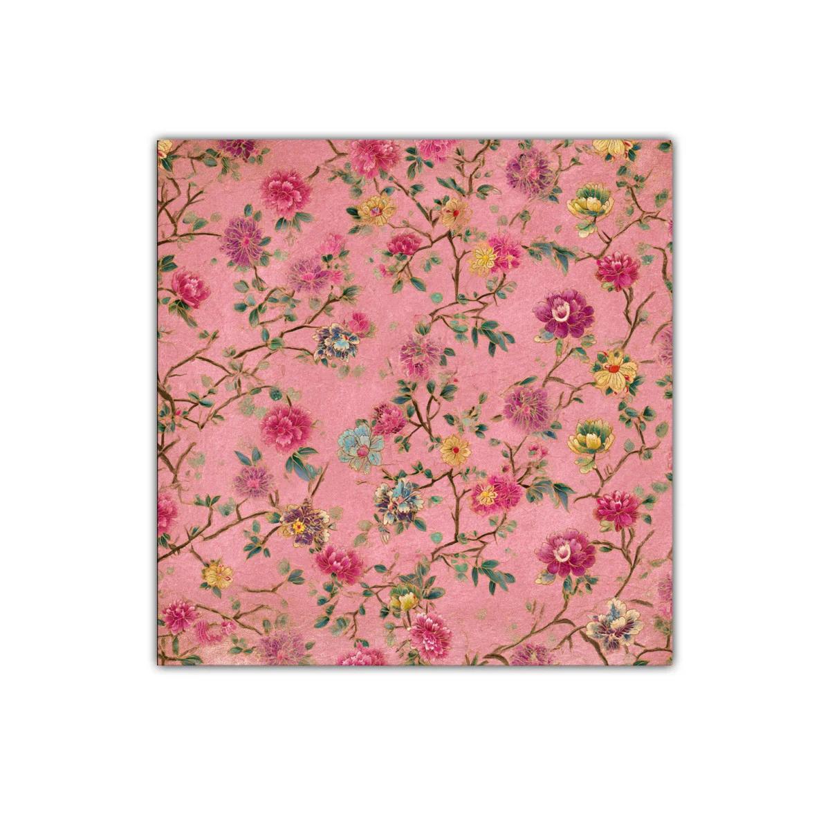 Cuadro decorativo con flores delicadas sobre fondo rosa
