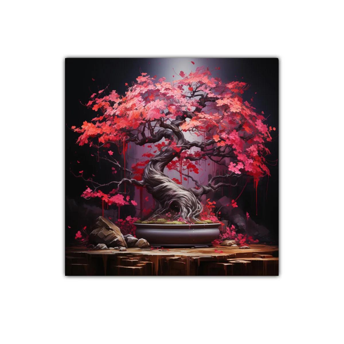 Armonía natural con bonsái de intensos pétalos rosas y rojos — imagen principal