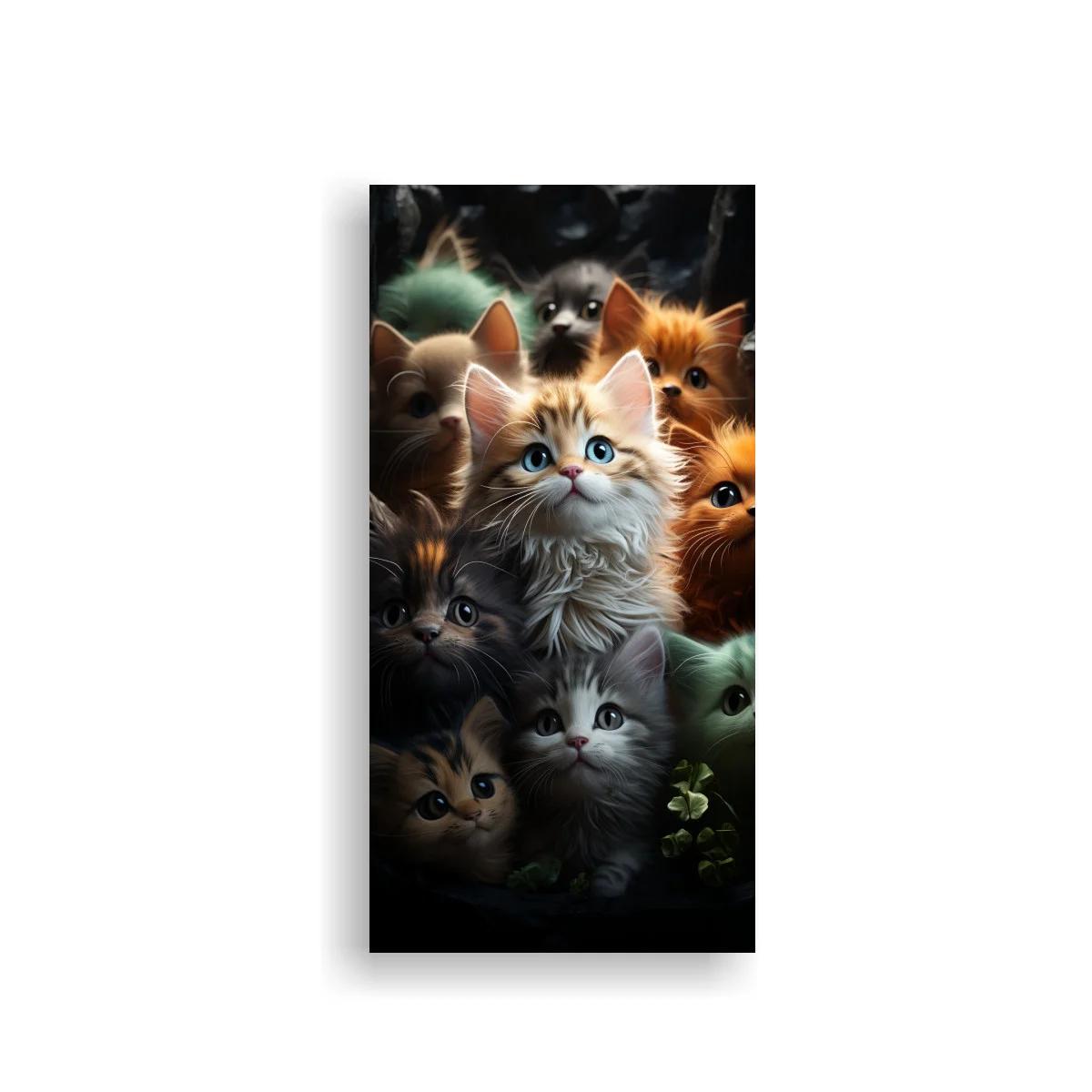 Cuadro grupo de gatitos con ojos azules