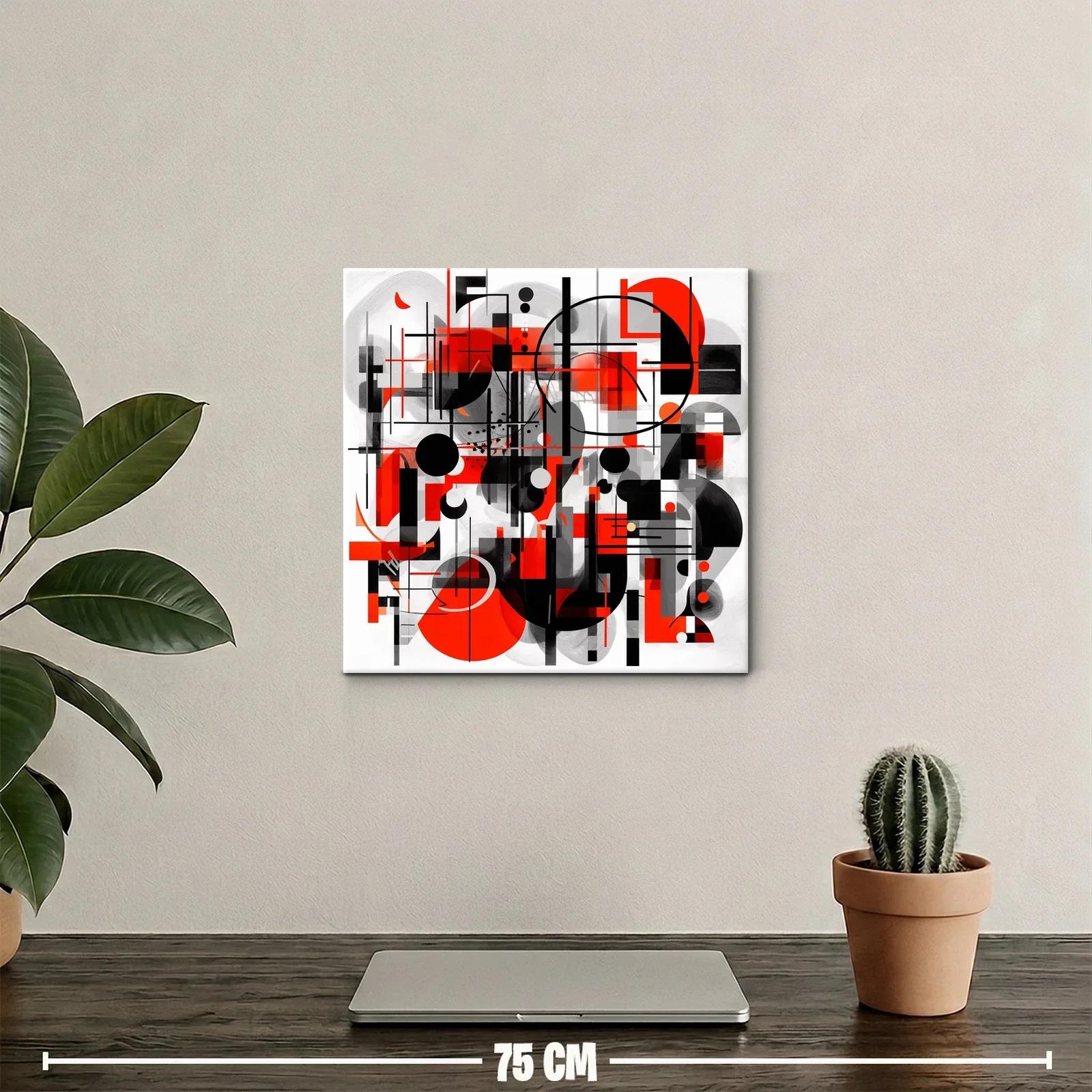 Composición geométrica en rojo negro y gris para espacios modernos — miniatura 2