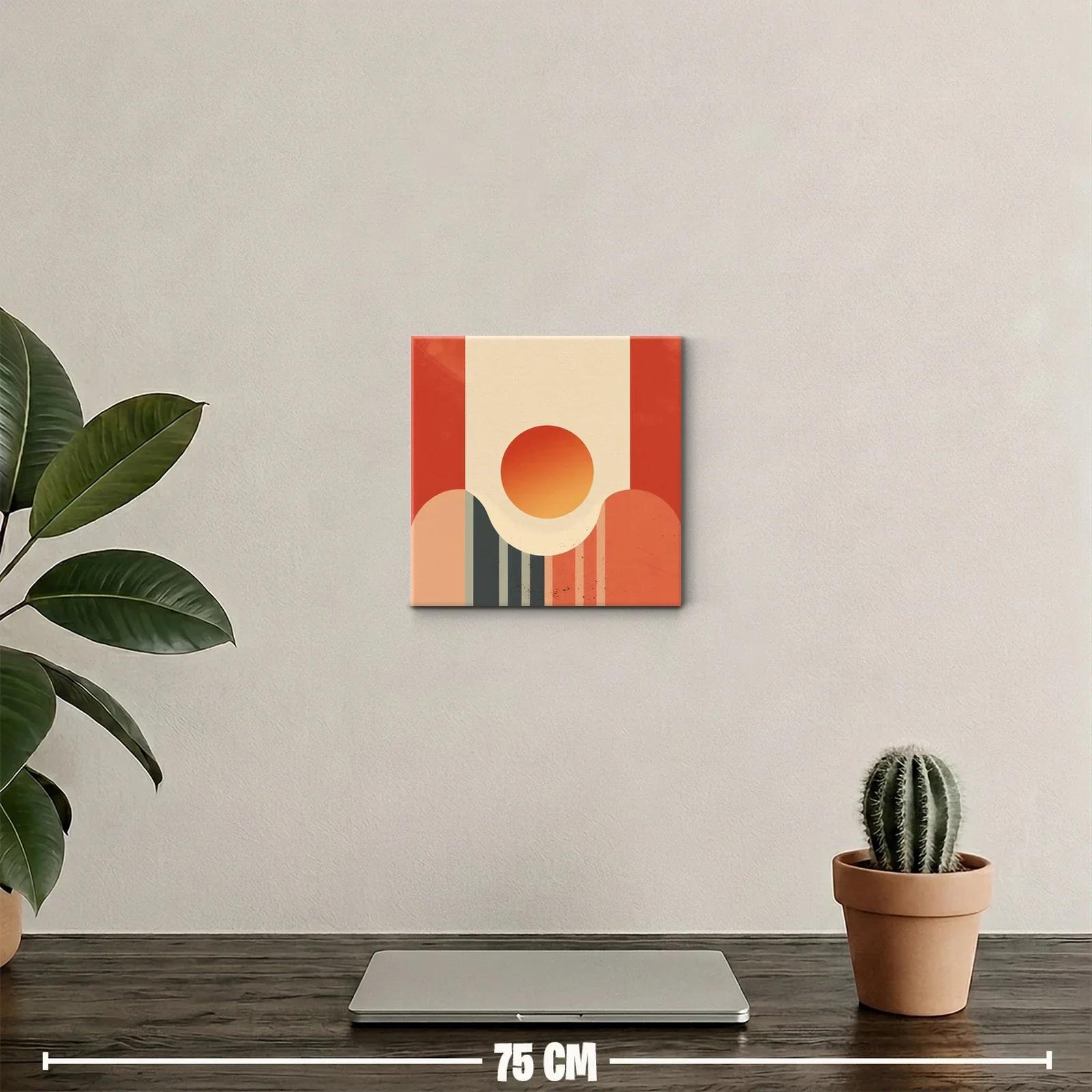 Composición geométrica con sol abstracto en tonos cálidos — miniatura 2