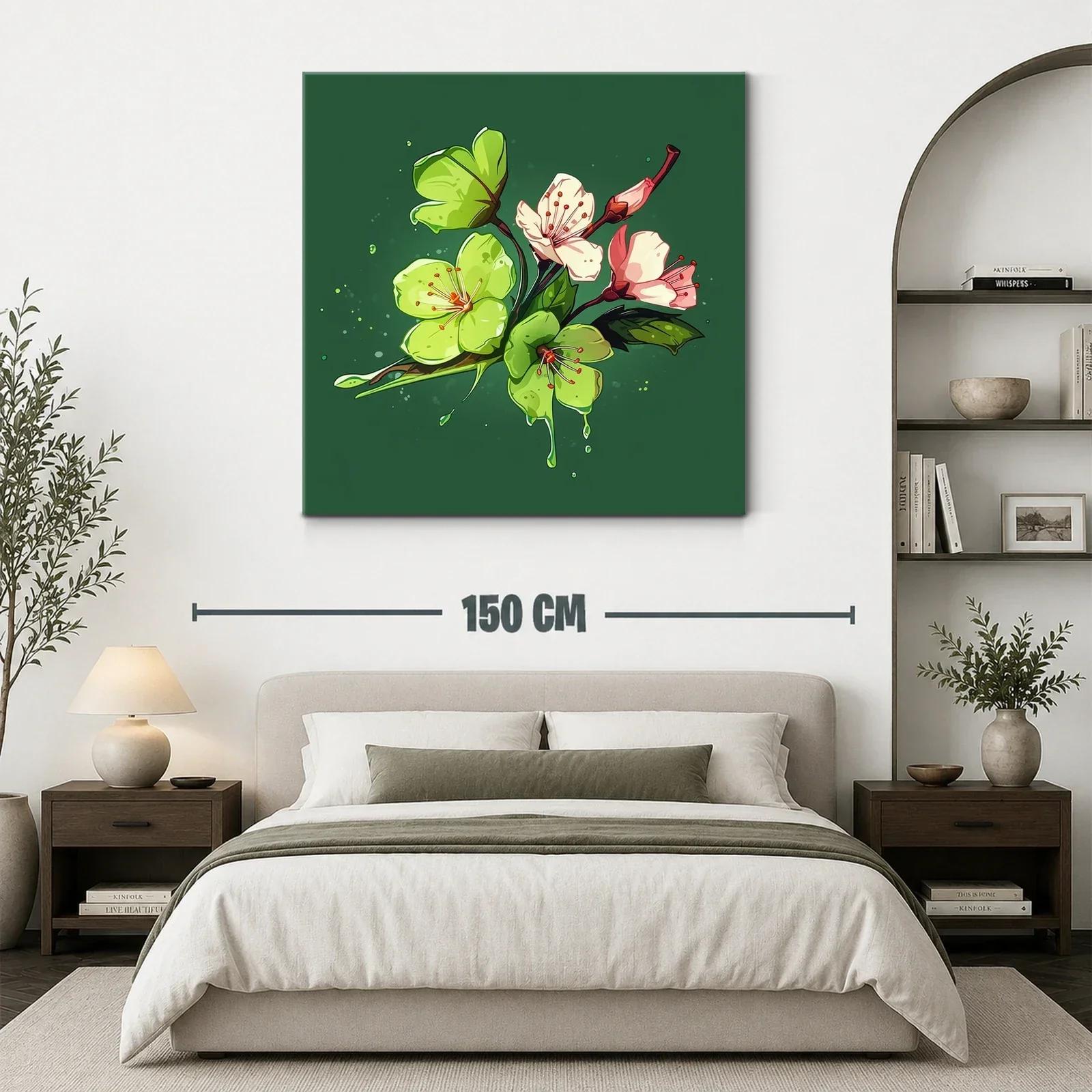 Flores delicadas con tonos verdes y rosados sobre fondo oscuro — miniatura 3