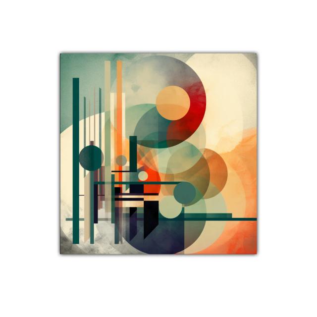 Composición abstracta con formas geométricas y colores cálidos