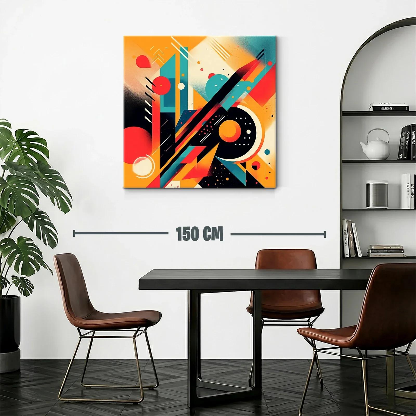 Composición abstracta en naranja rojo y turquesa vibrante — miniatura 2
