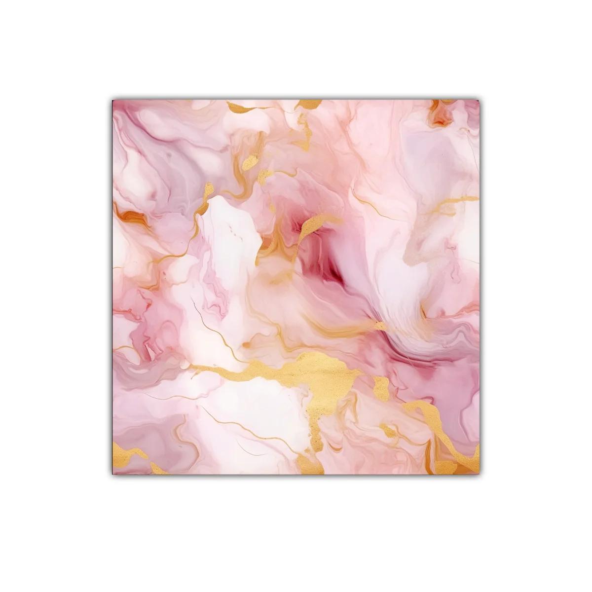 Cuadro decorativo con tonos rosas y dorados elegantes