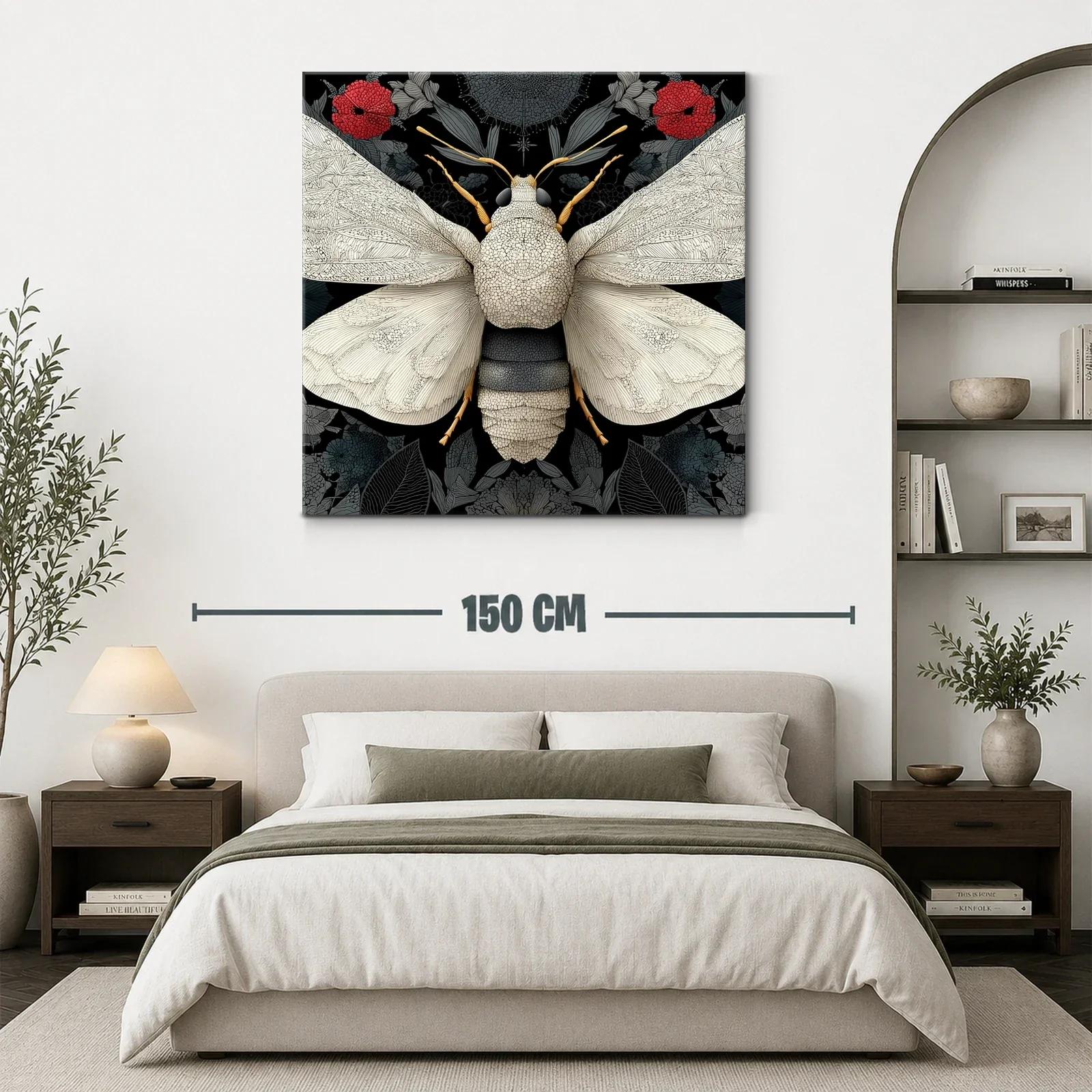 Mariposa Blanca sobre Fondo Floral en Tonos Oscuros — miniatura 3