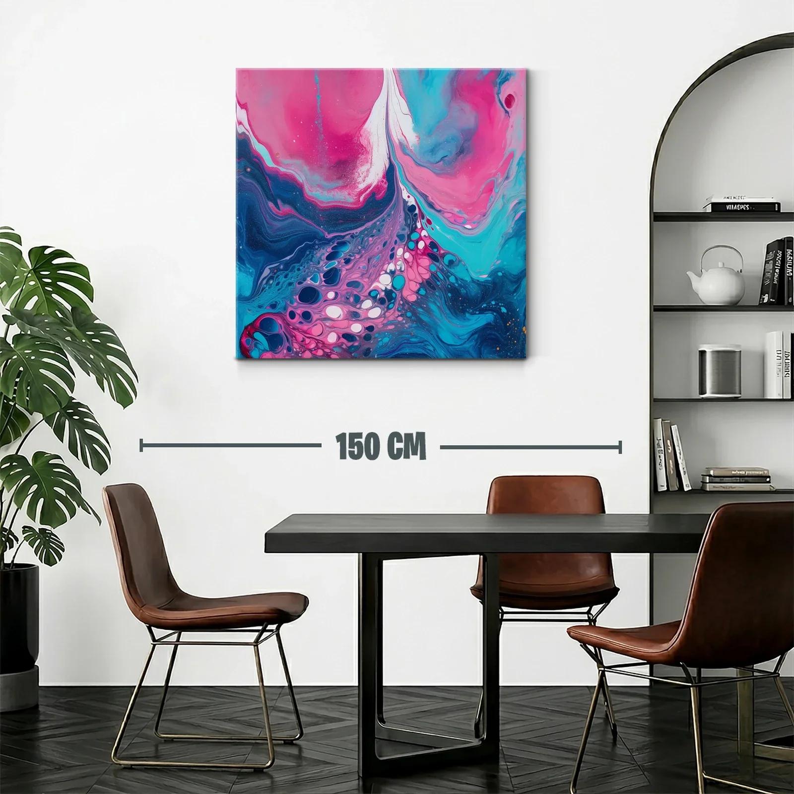 Cuadro abstracto en tonos rosas y azules intensos — miniatura 2