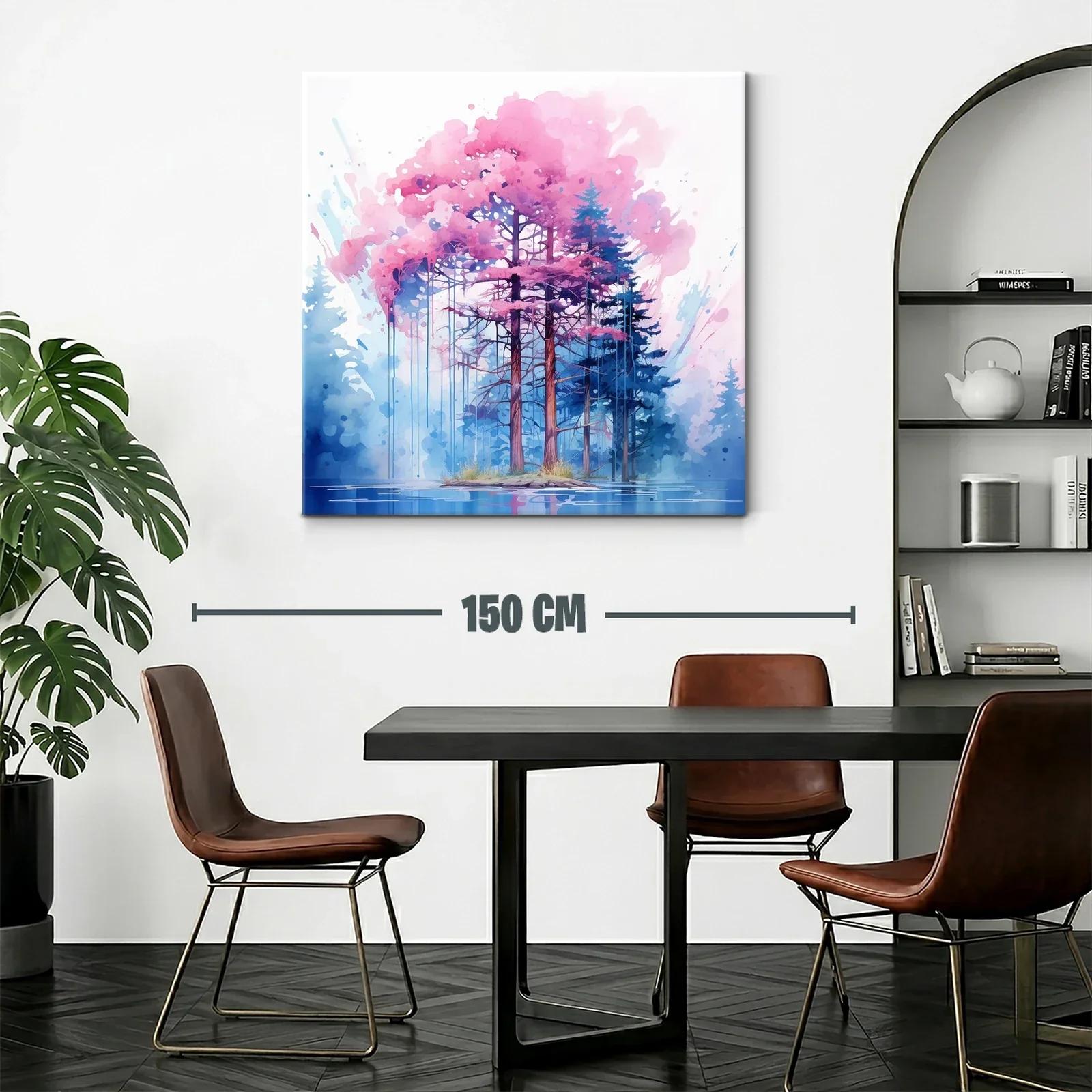 Bosque mágico con árboles en tonos rosa y azul — miniatura 2