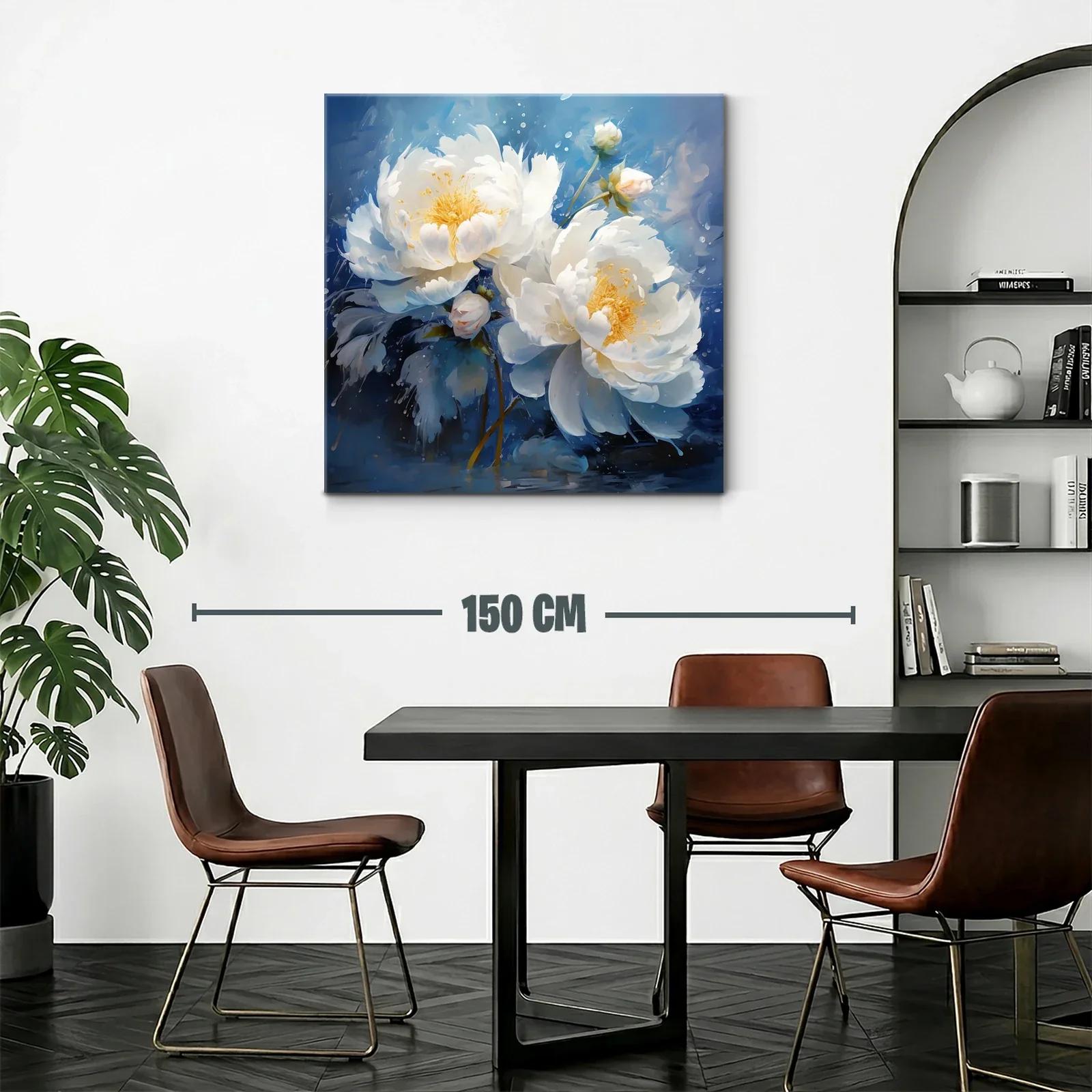 Flores blancas delicadas sobre fondo azul vibrante — miniatura 2