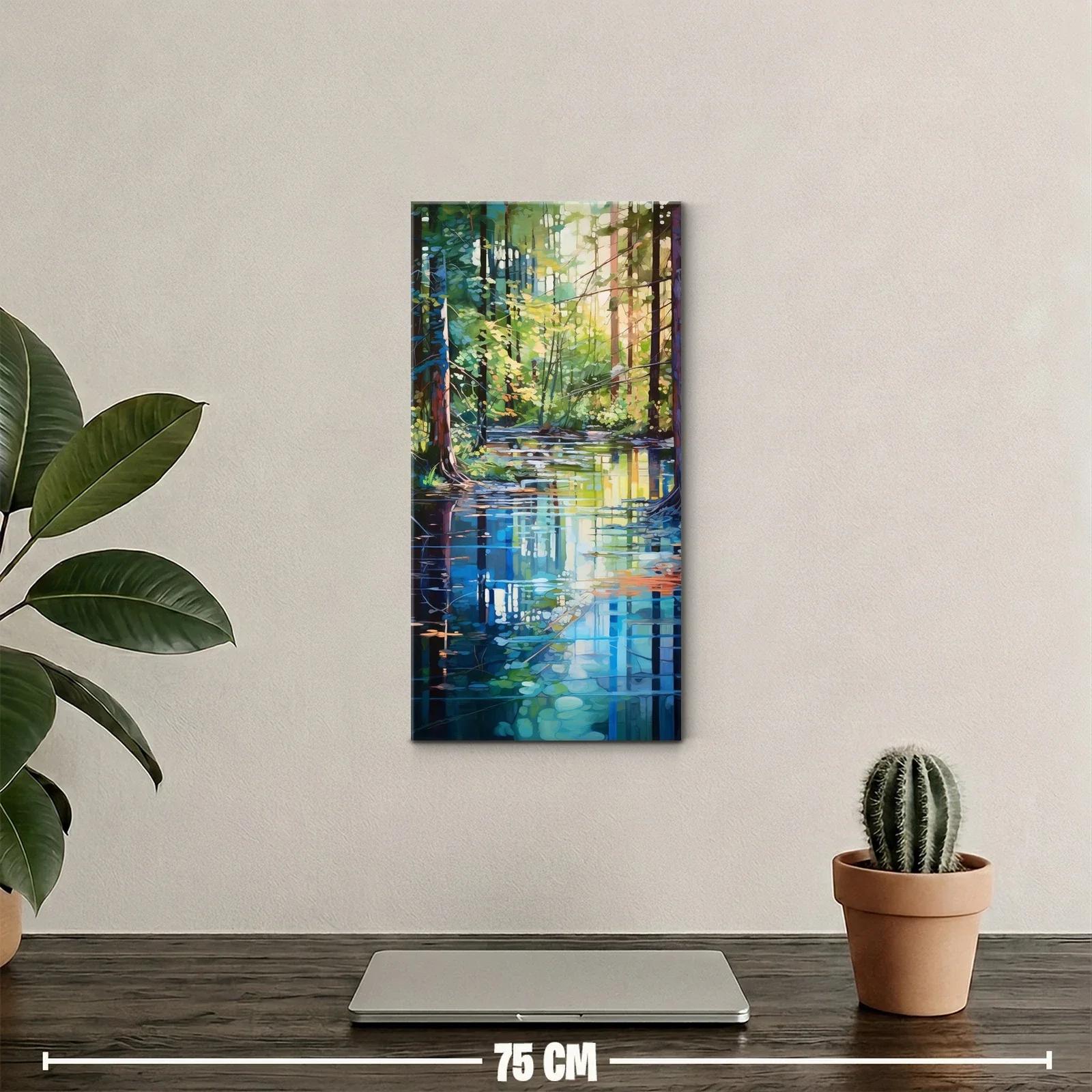 Cuadro bosque junto a un estanque con reflejos azulados — miniatura 2