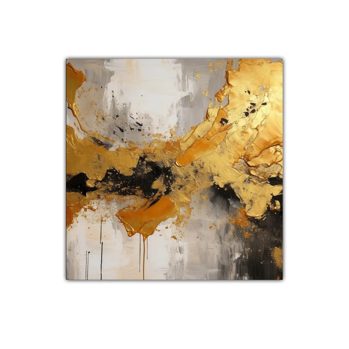 Cuadro abstracto con tonos dorados y contrastes intensos — imagen principal