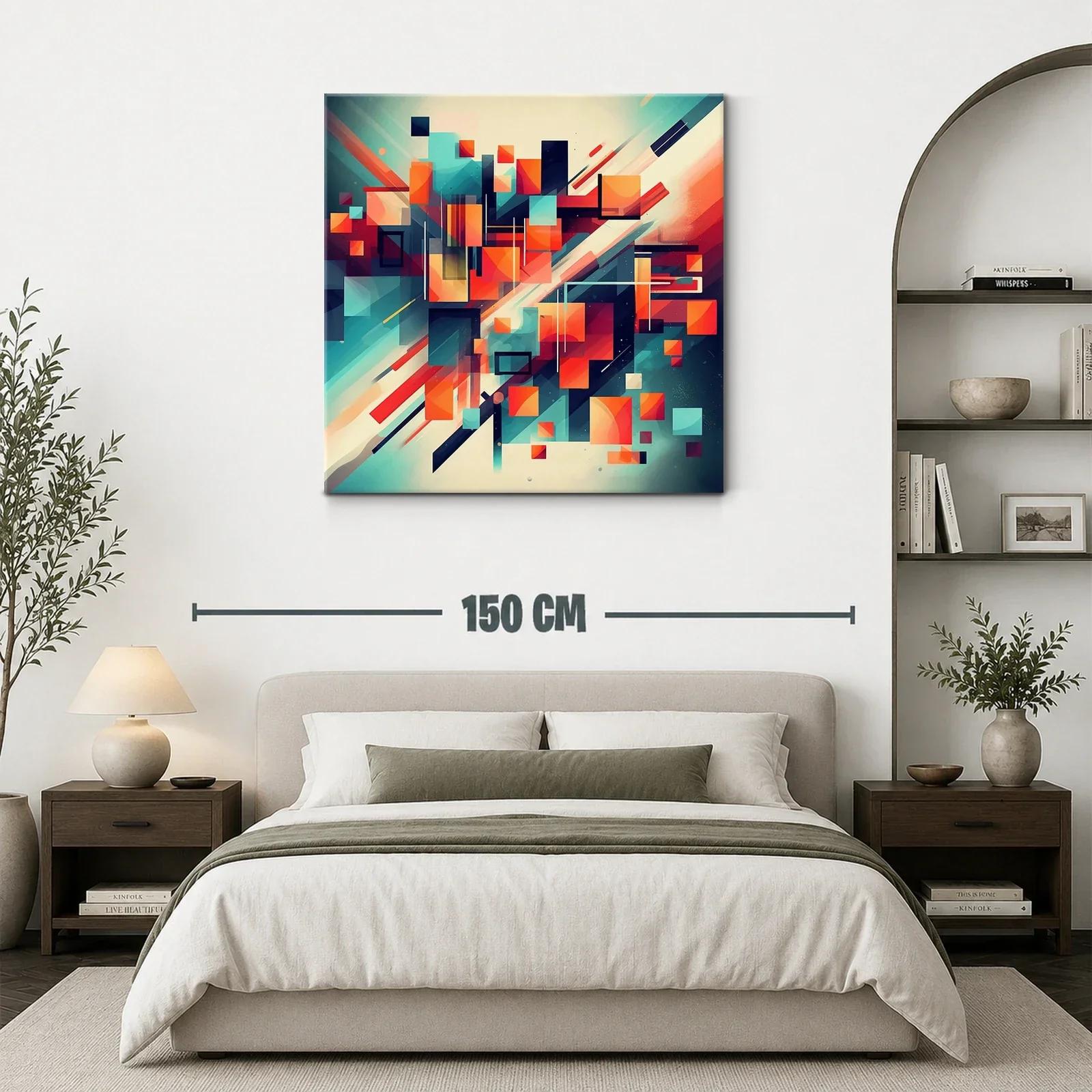 Composición abstracta vibrante con tonos cálidos y fríos — miniatura 3