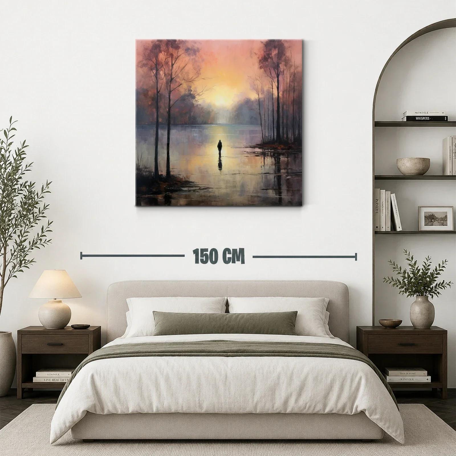 Paisaje sereno al amanecer con figura solitaria — miniatura 3