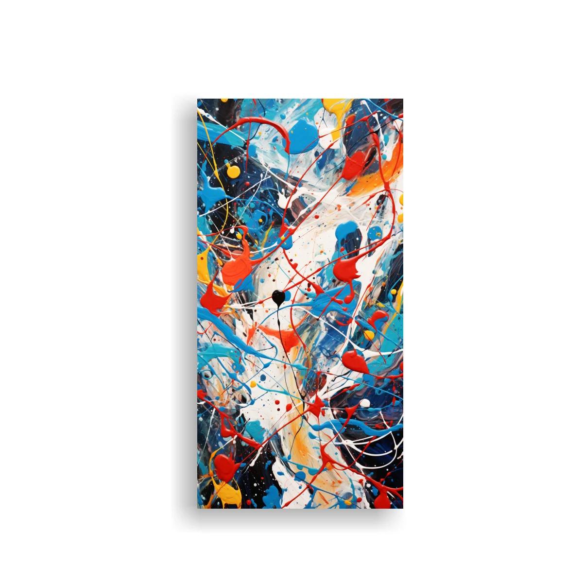 Cuadro de salpicaduras abstractas con goteos y líneas curvas