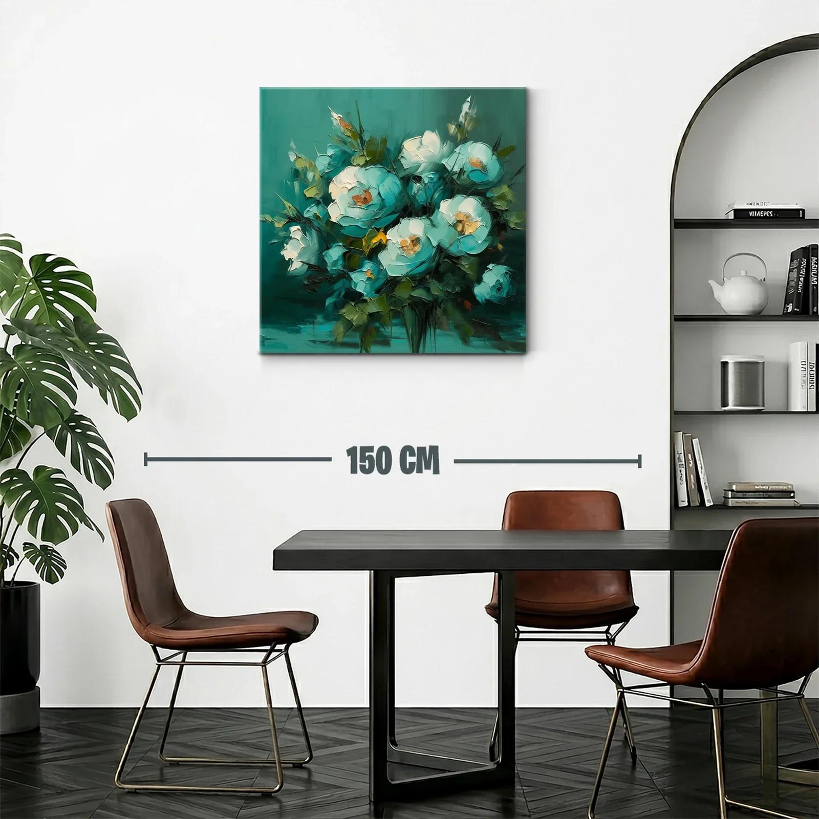 Cuadro floral en tonos verdes y azules suaves — miniatura 2