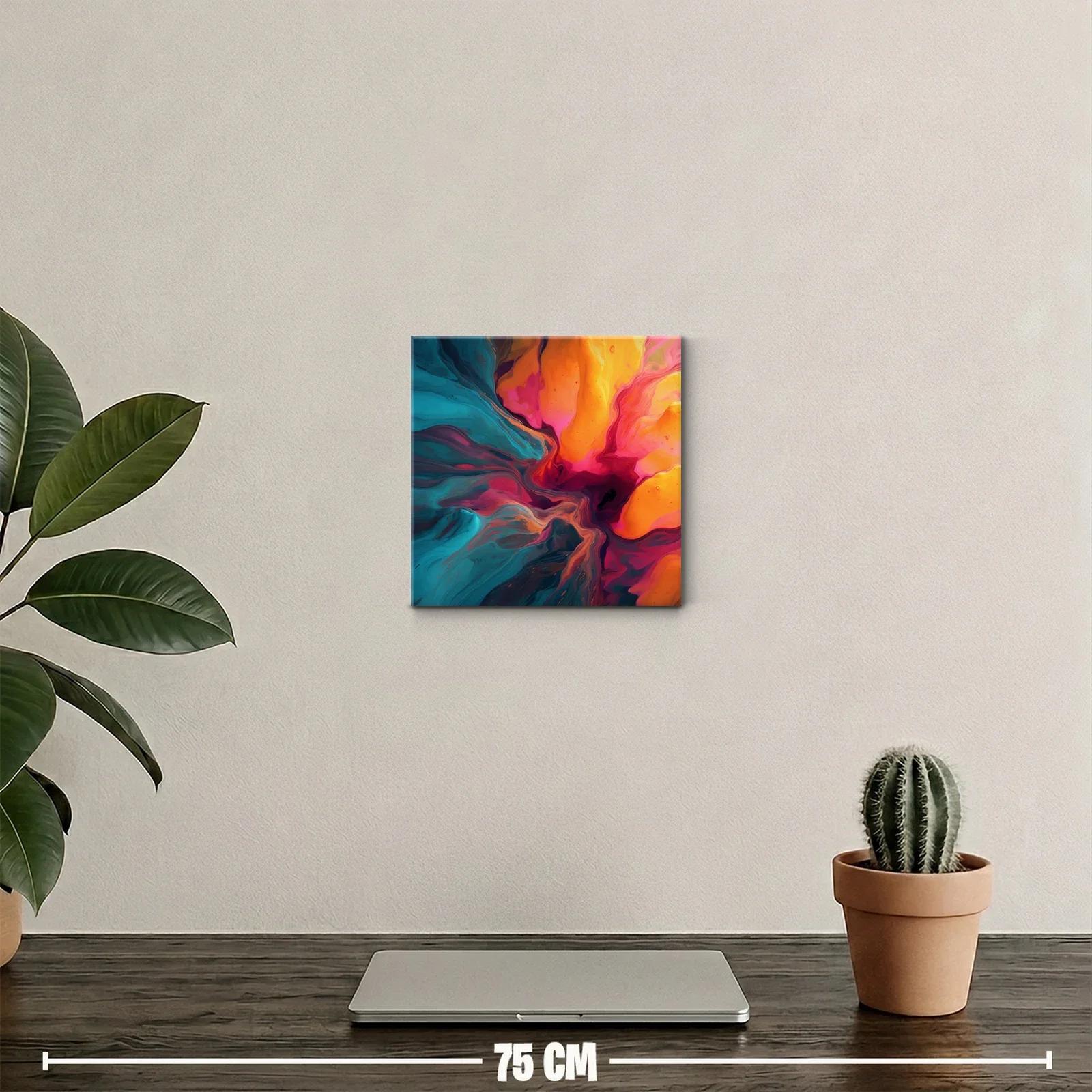 Cuadro abstracto con vibrantes tonos cálidos y fríos — miniatura 2