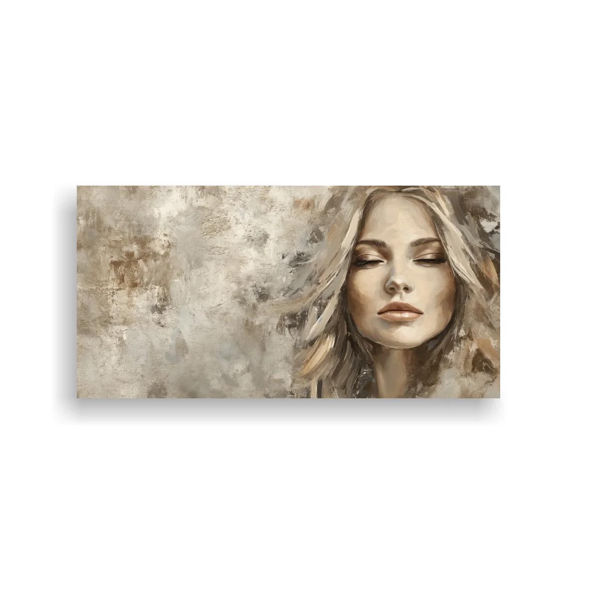 Cuadro rostro de mujer rubia con ojos cerrados