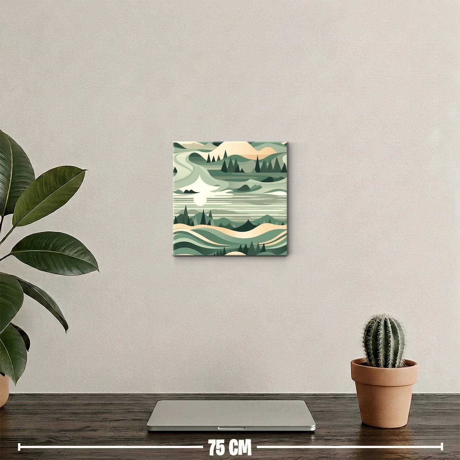 Paisaje abstracto en tonos verdes y beige — miniatura 2