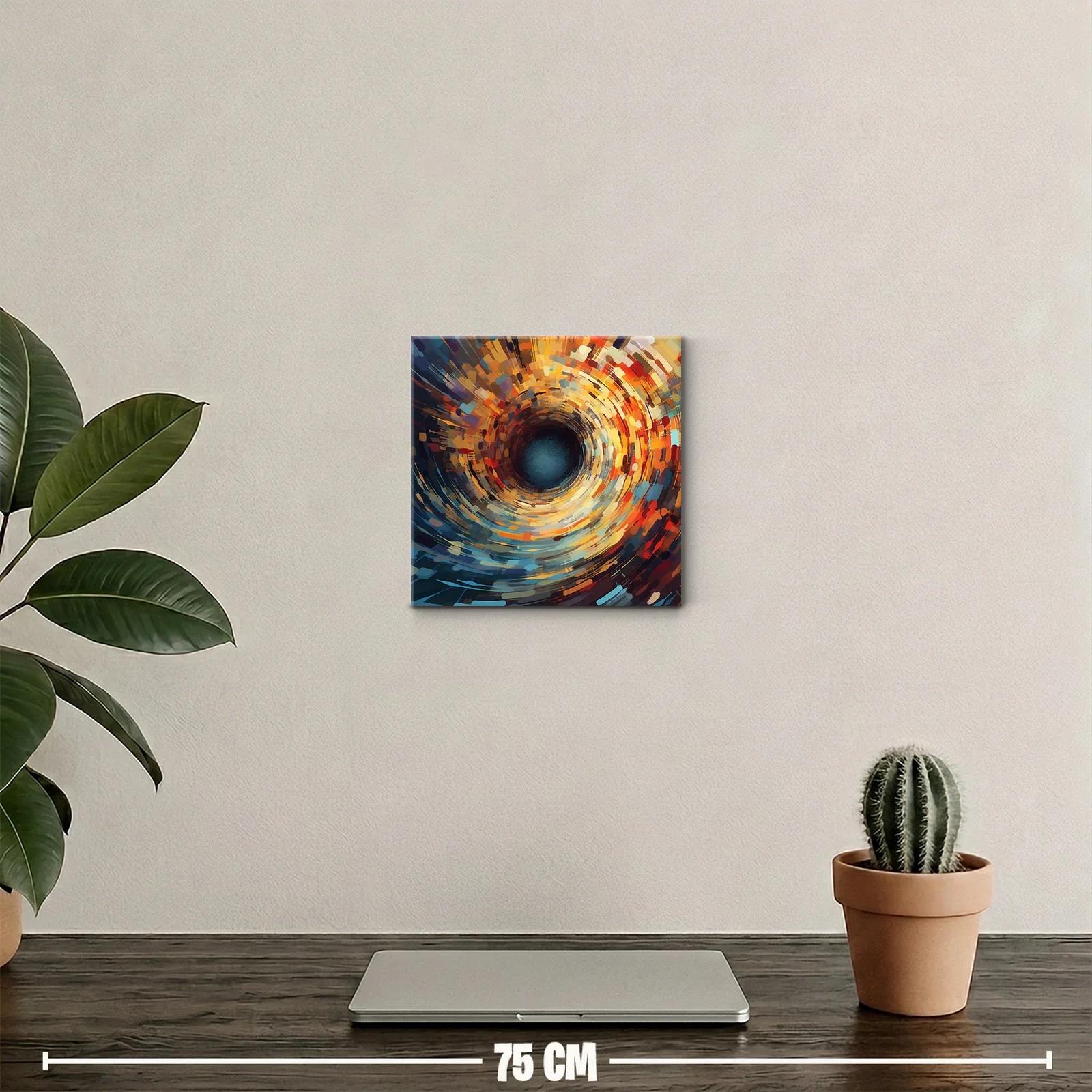 Cuadro abstracto de remolino en tonos cálidos y fríos — miniatura 2