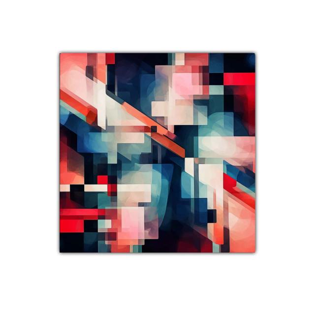 Composición abstracta con formas geométricas y tonos vibrantes