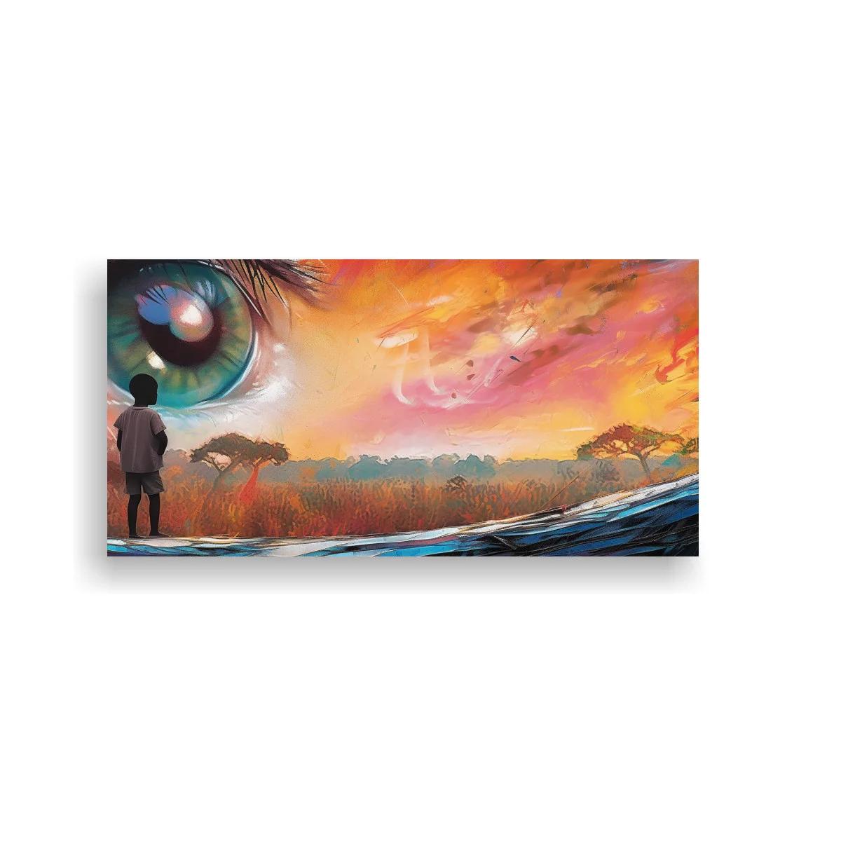 Cuadro ojo surrealista con horizonte de sabana
