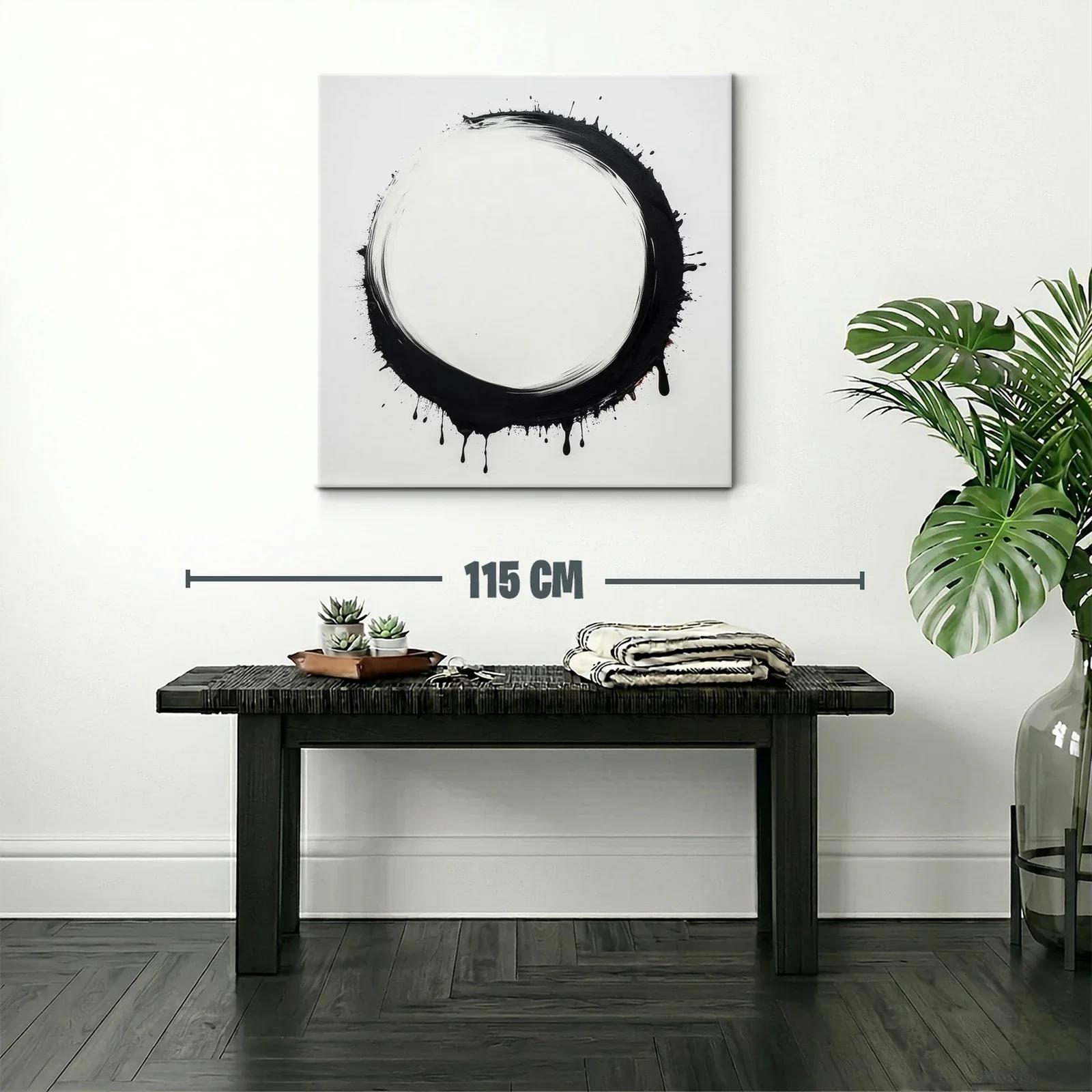 Círculo negro abstracto con efecto de goteo en fondo blanco — miniatura 2
