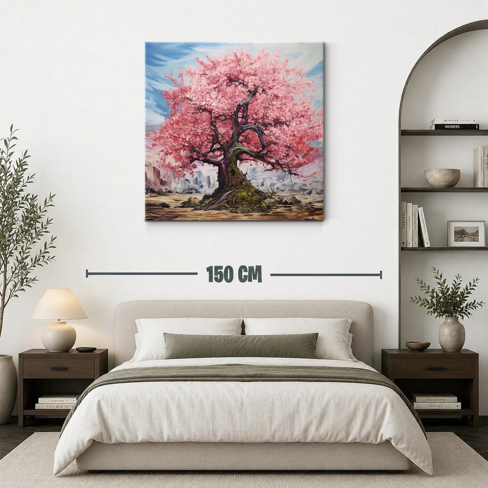 Árbol de Cerezo en Flor sobre Paisaje Montañoso — miniatura 3