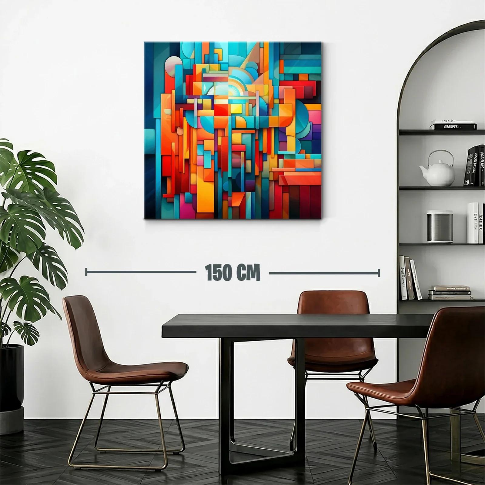 Cuadro abstracto en vibrantes tonos cálidos y fríos — miniatura 2