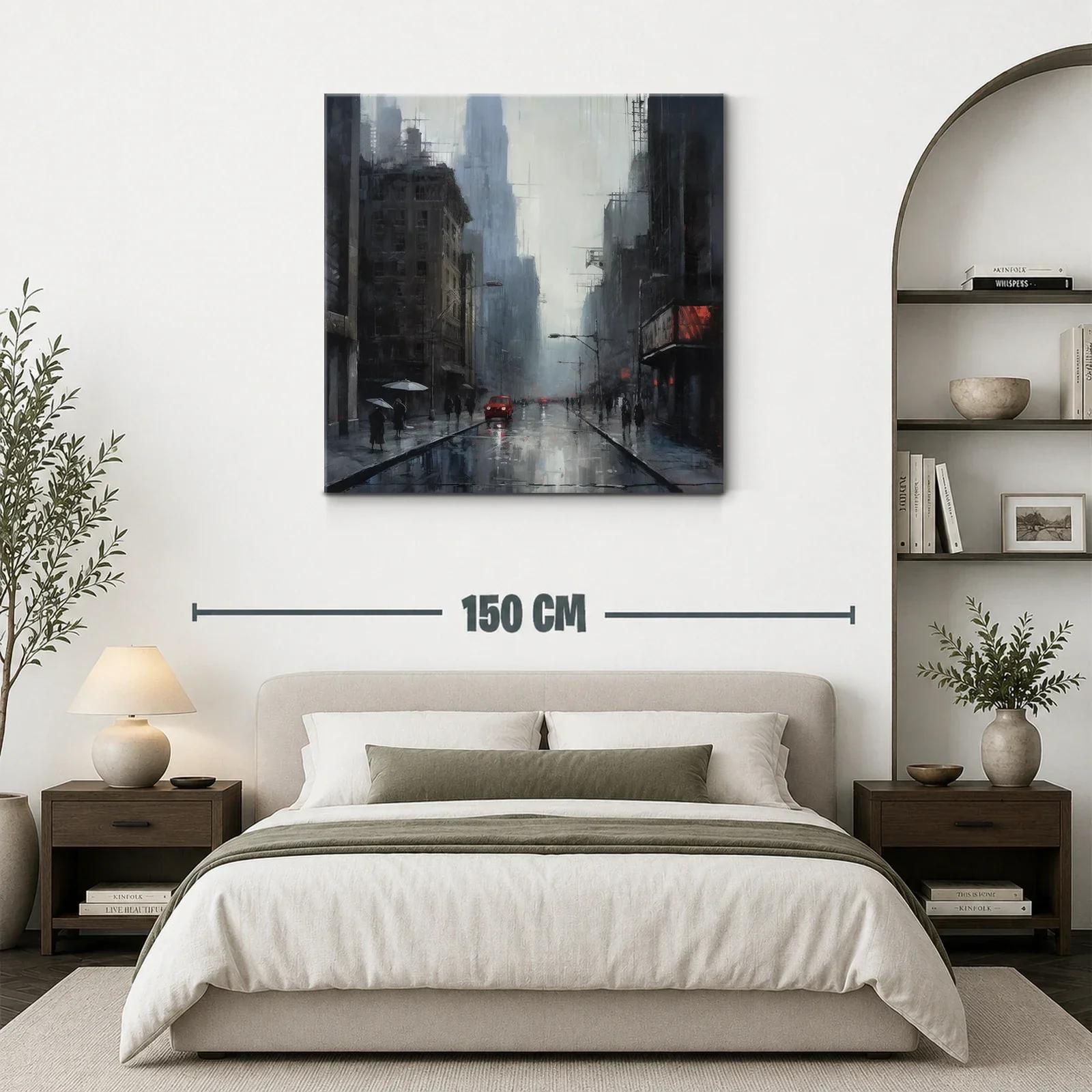 Ciudad lluviosa con contraste de luces urbanas — miniatura 3