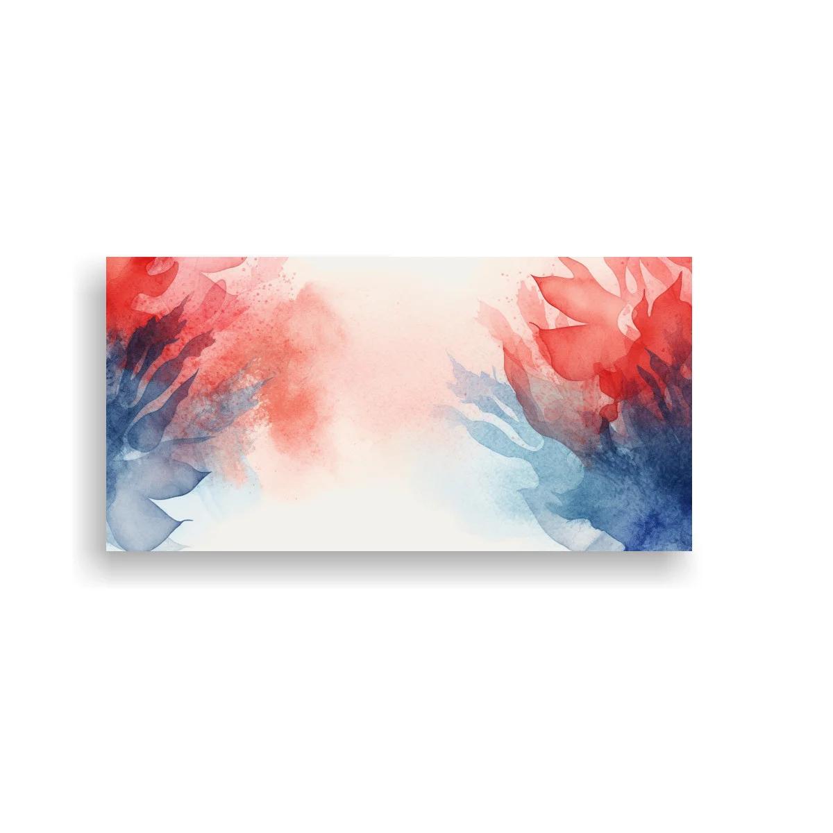 Cuadro formas abstractas tipo plumas con rojo y azul — imagen principal