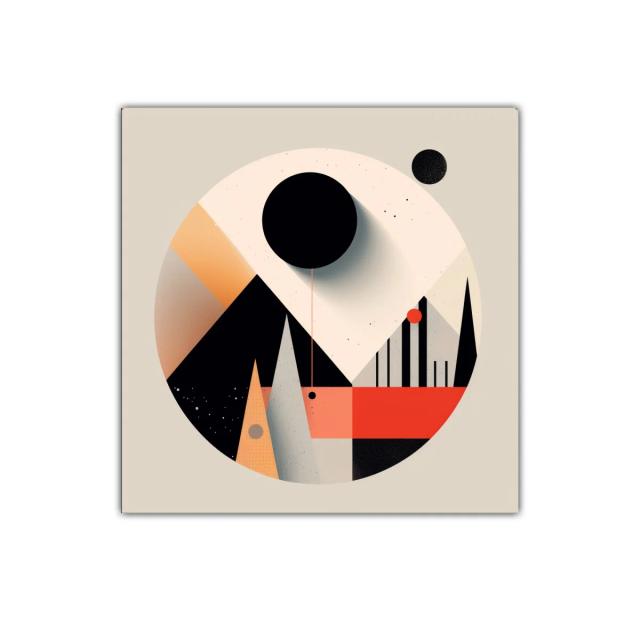 Composición geométrica circular con contrastes vibrantes