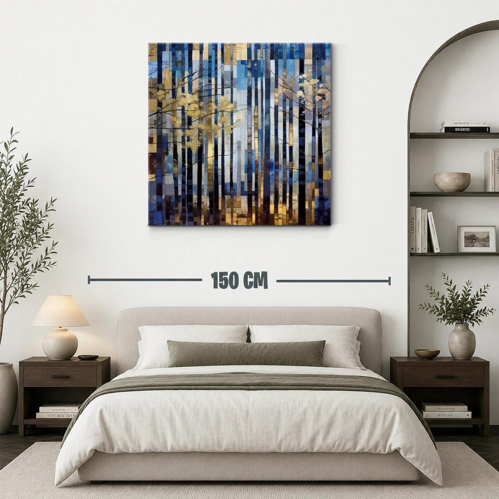 Bosque abstracto con tonos dorados y azules en líneas verticales — miniatura 3