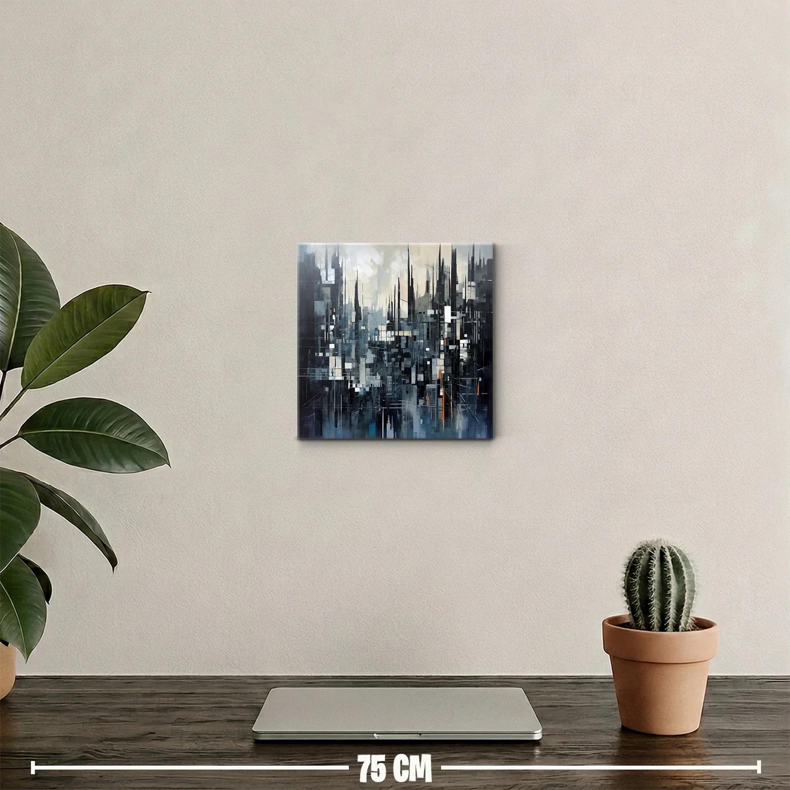 Composición abstracta urbana en tonos fríos y toques cálidos — miniatura 2