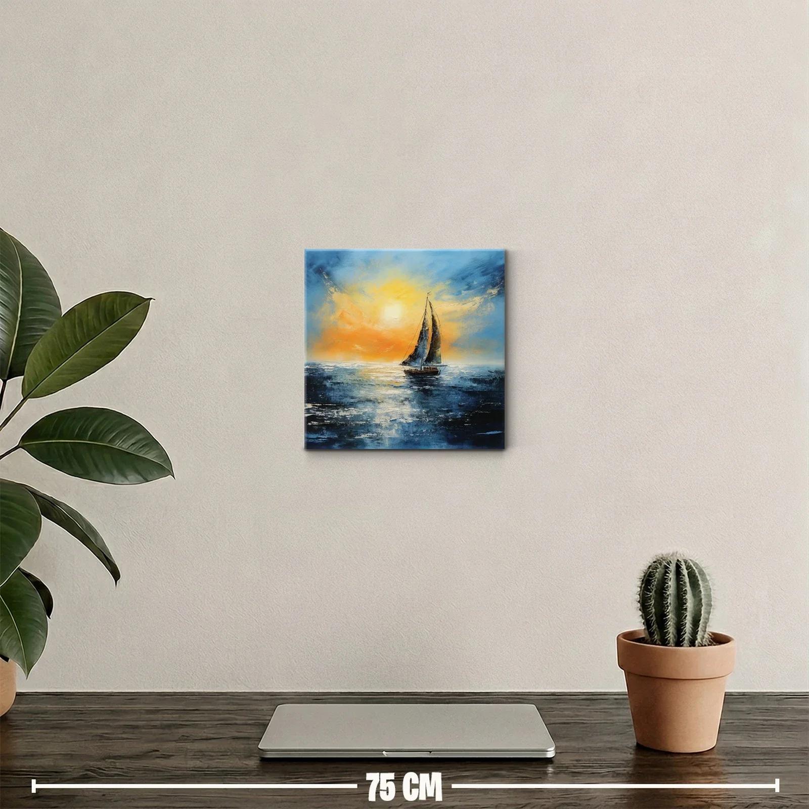 Velero navegando al atardecer sobre mar sereno — miniatura 2
