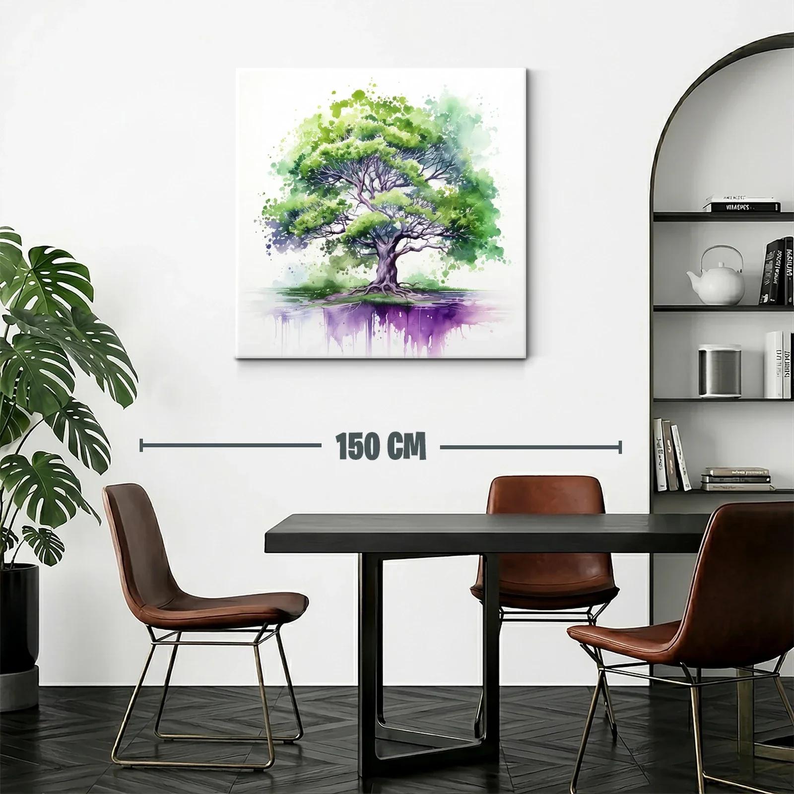 Árbol vibrante con reflejo en tonos verdes y púrpuras — miniatura 2