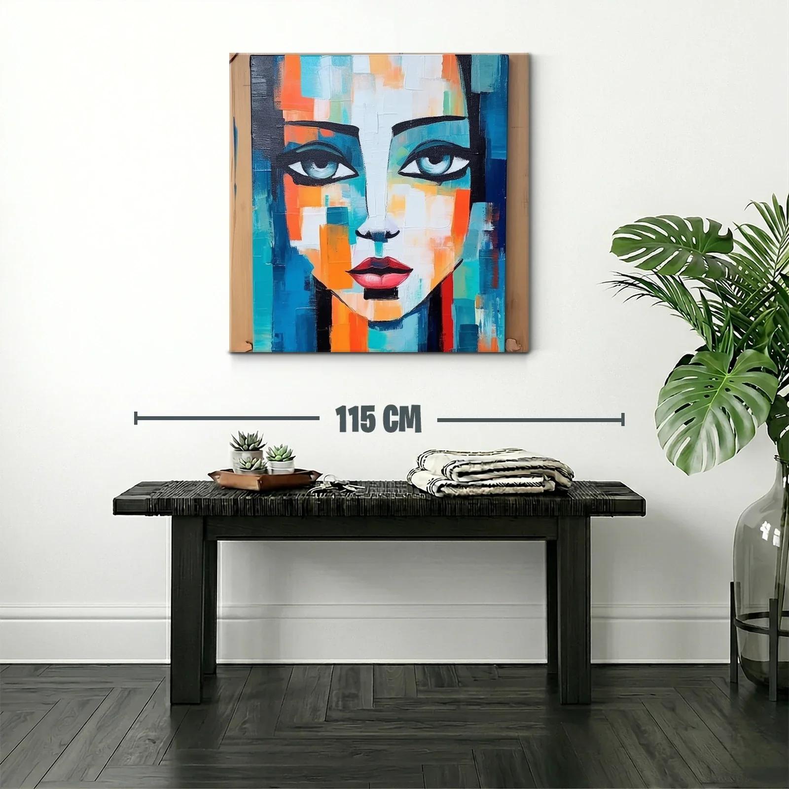 Rostro femenino vibrante con tonos azul y naranja — miniatura 2