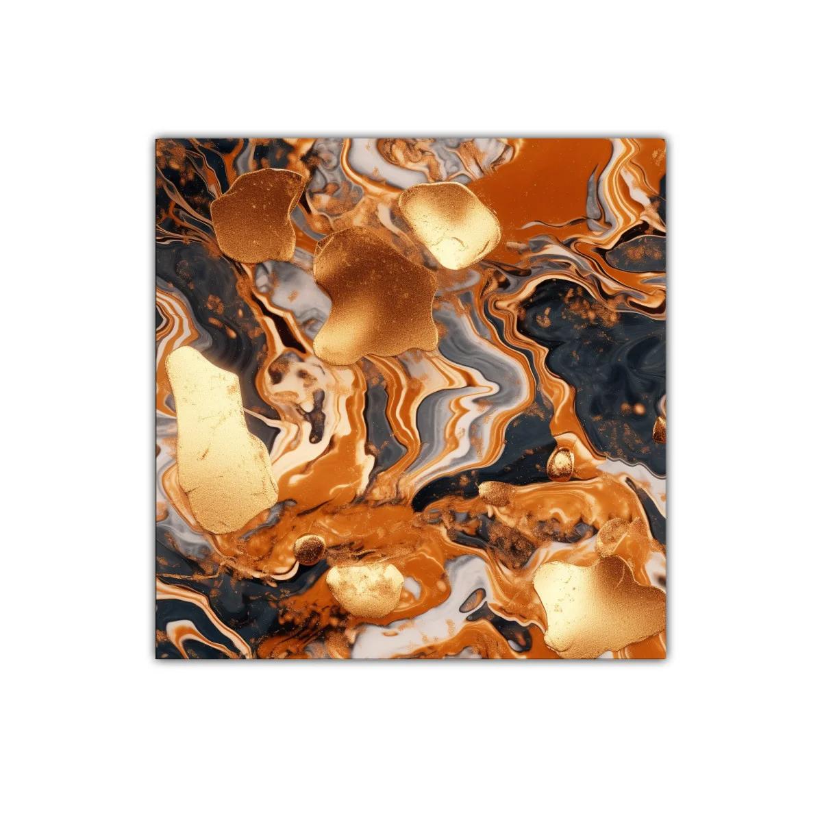 Cuadro decorativo con diseño abstracto dorado y tonos cálidos — imagen principal