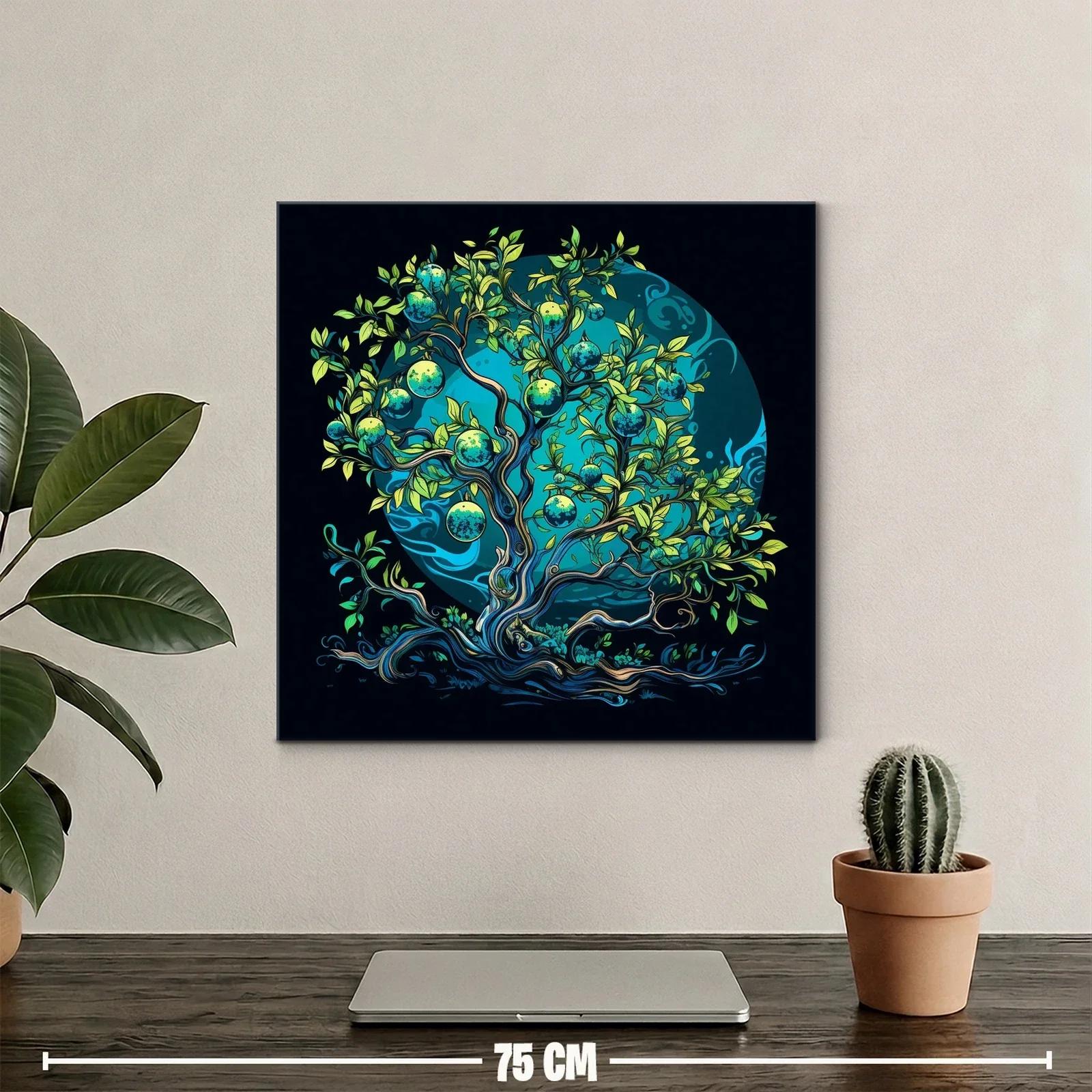 Árbol mágico con frutos azules en fondo místico — miniatura 2