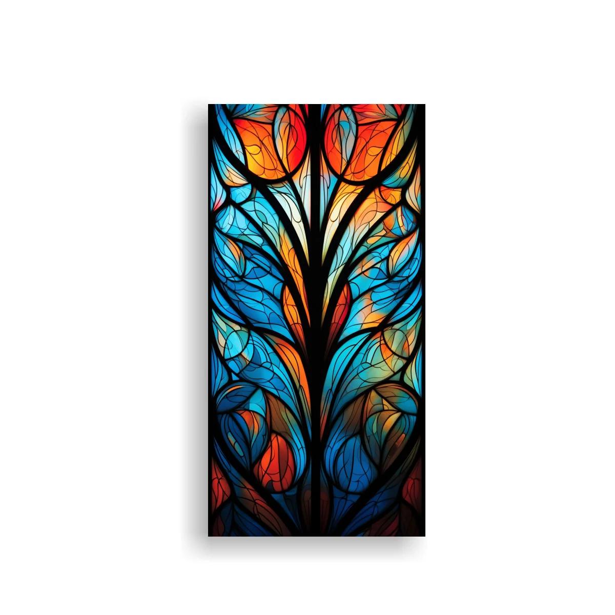 Cuadro árbol estilo vitral con ramas curvas