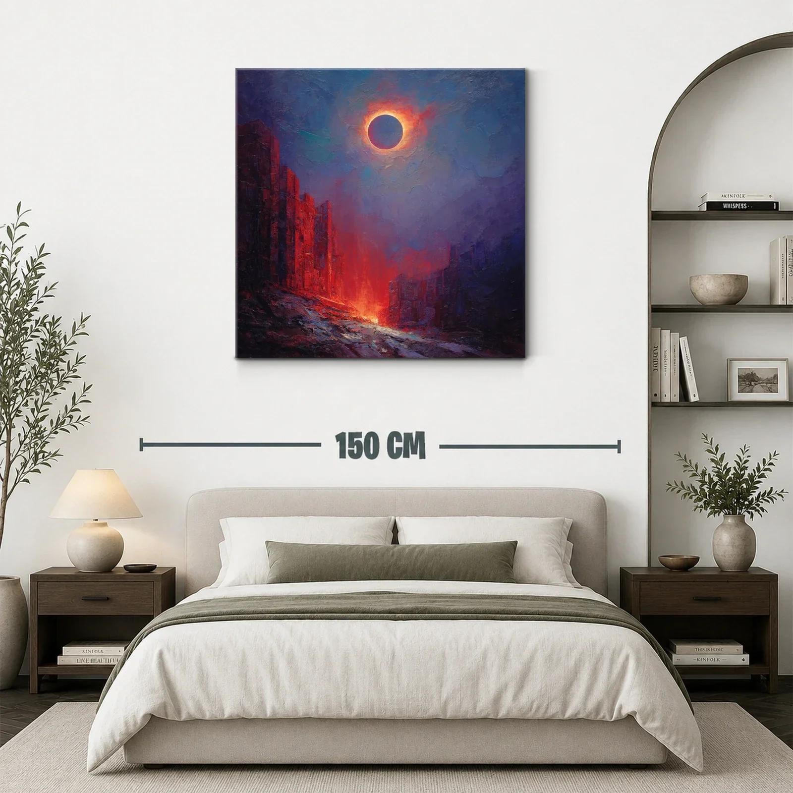 Eclipse solar sobre paisaje urbano en llamas — miniatura 3