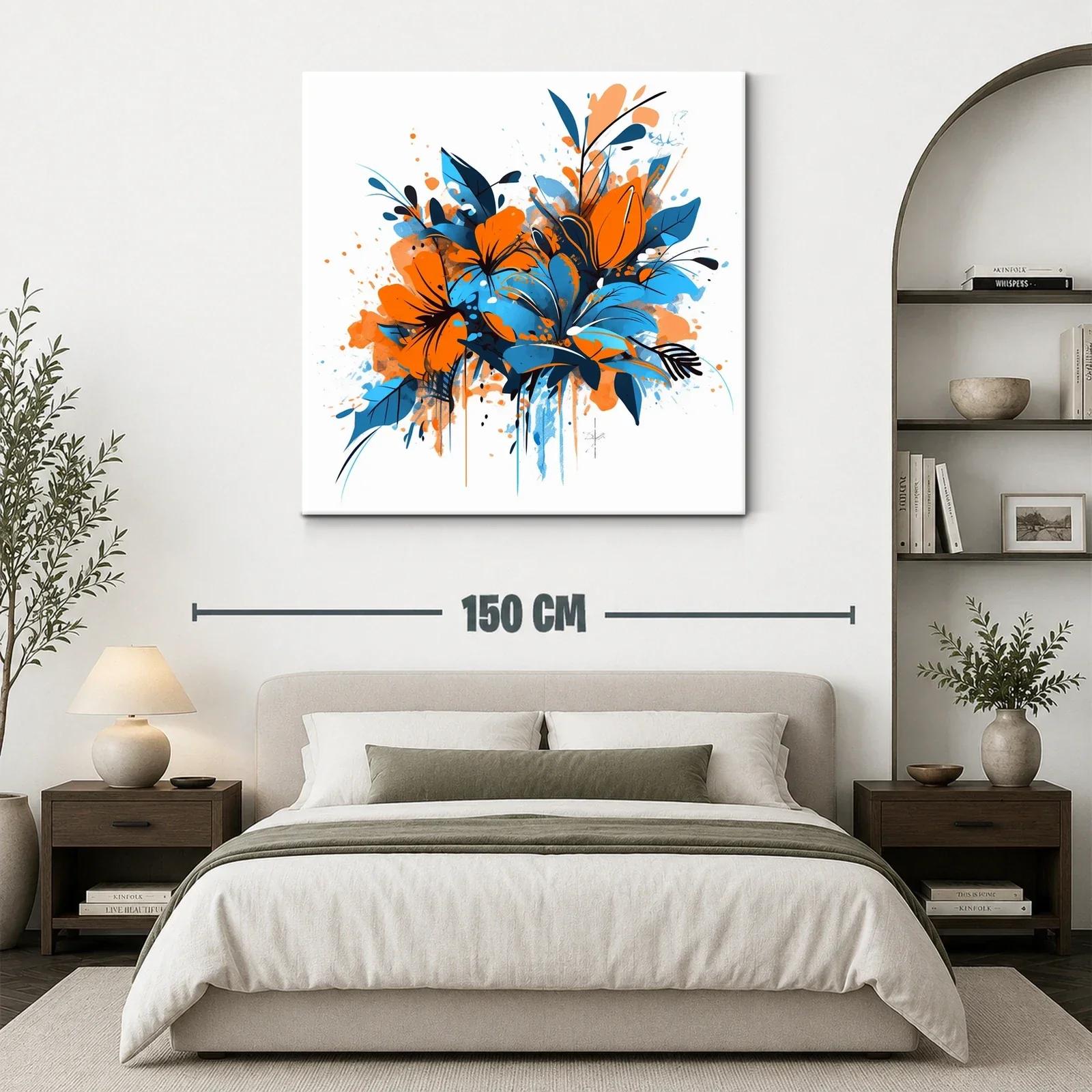 Composición vibrante de flores en tonos naranja y azul — miniatura 3