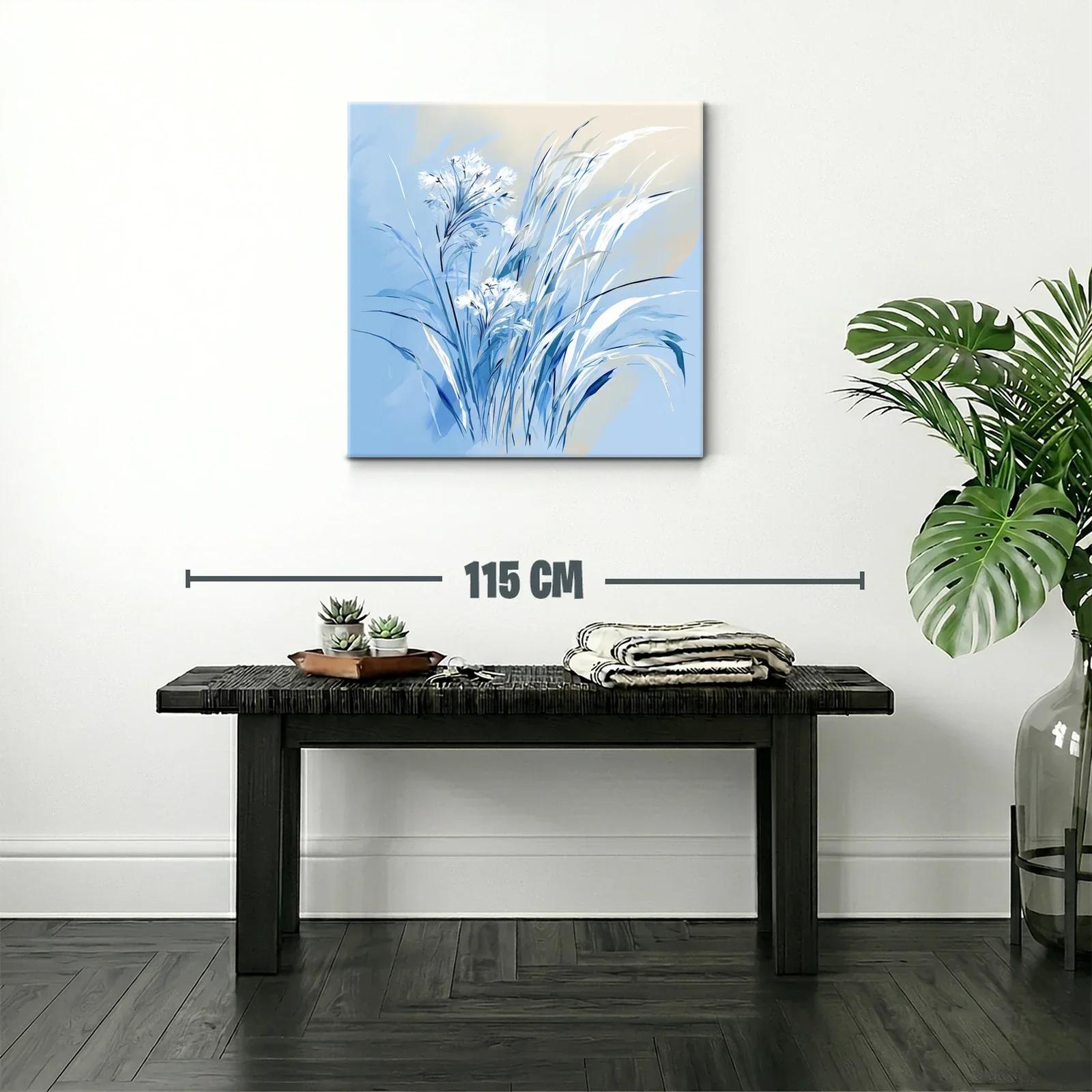 Delicada composición de flores y hojas en tonos azules — miniatura 2