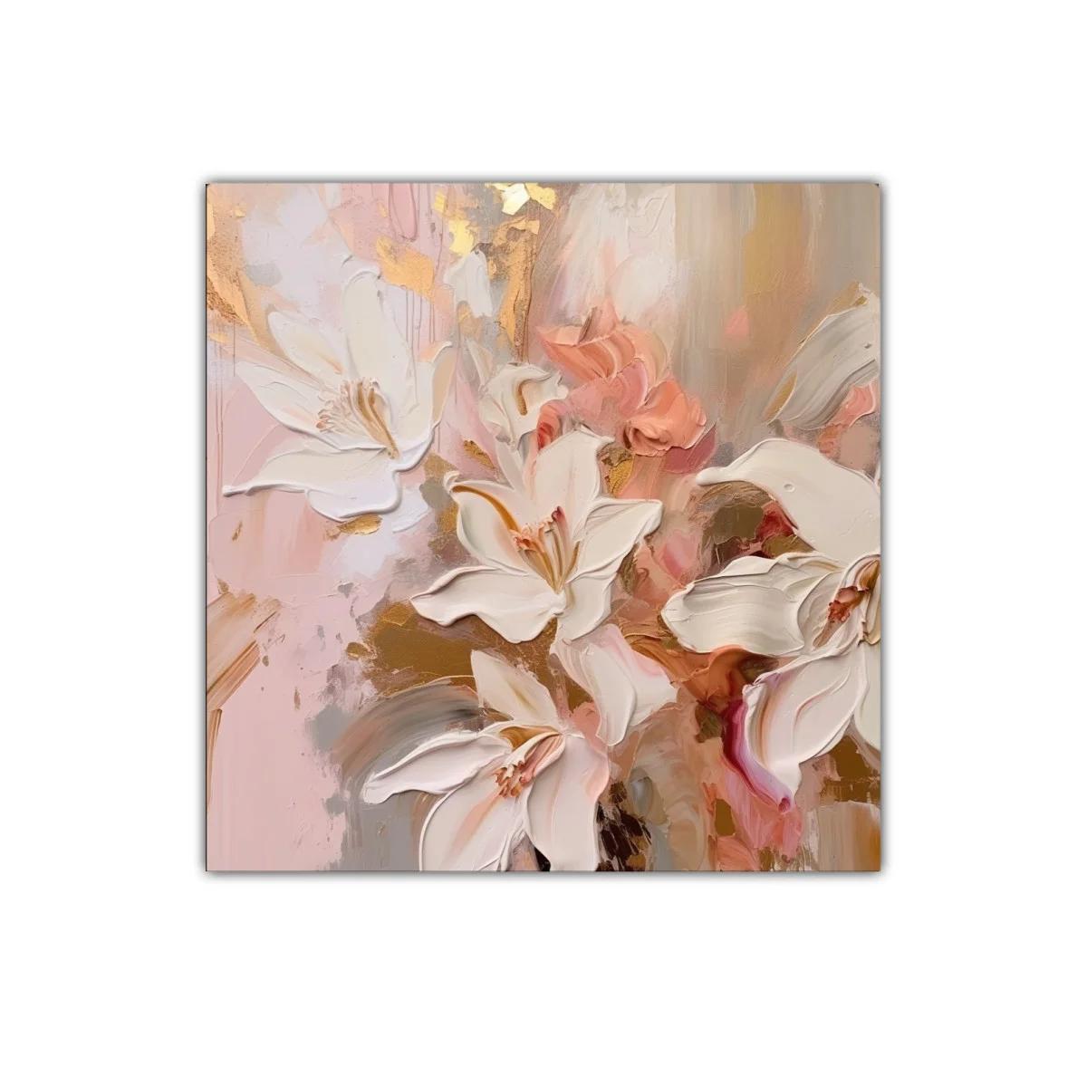 Cuadro decorativo con flores blancas en tonos cálidos — imagen principal