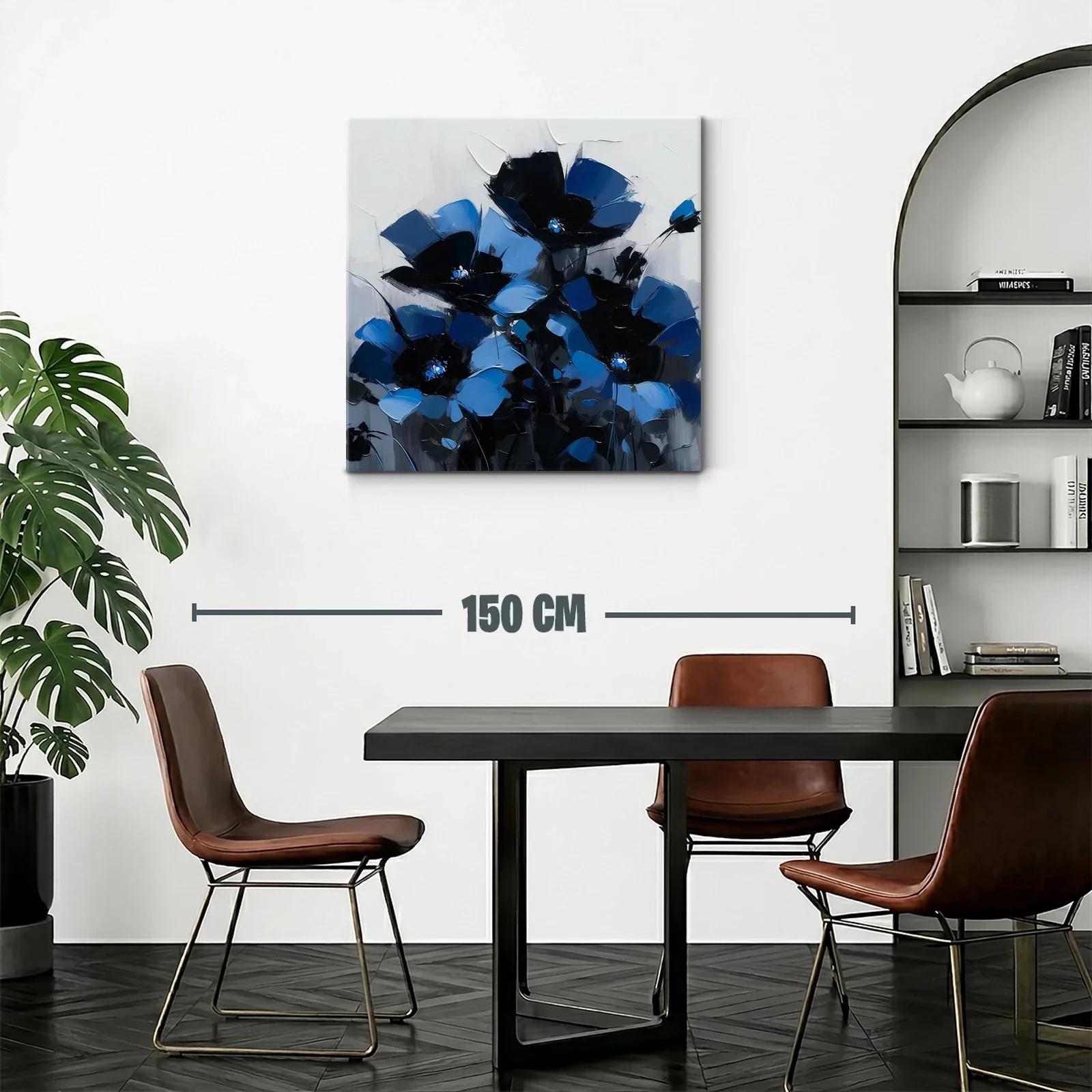 Cuadro floral en intensos tonos azul y negro — miniatura 2