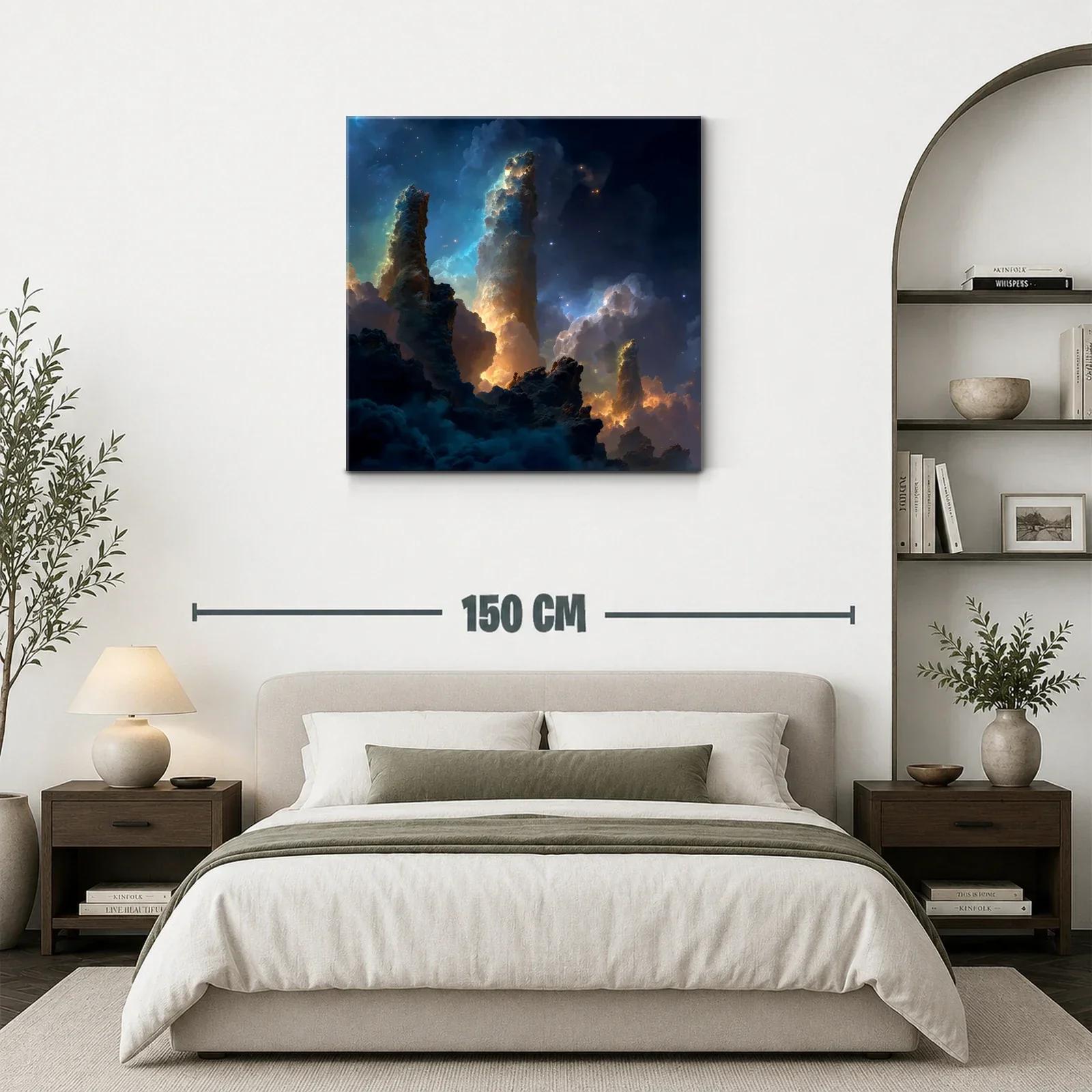 Paisaje cósmico con pilares de luz y nebulosas — miniatura 3