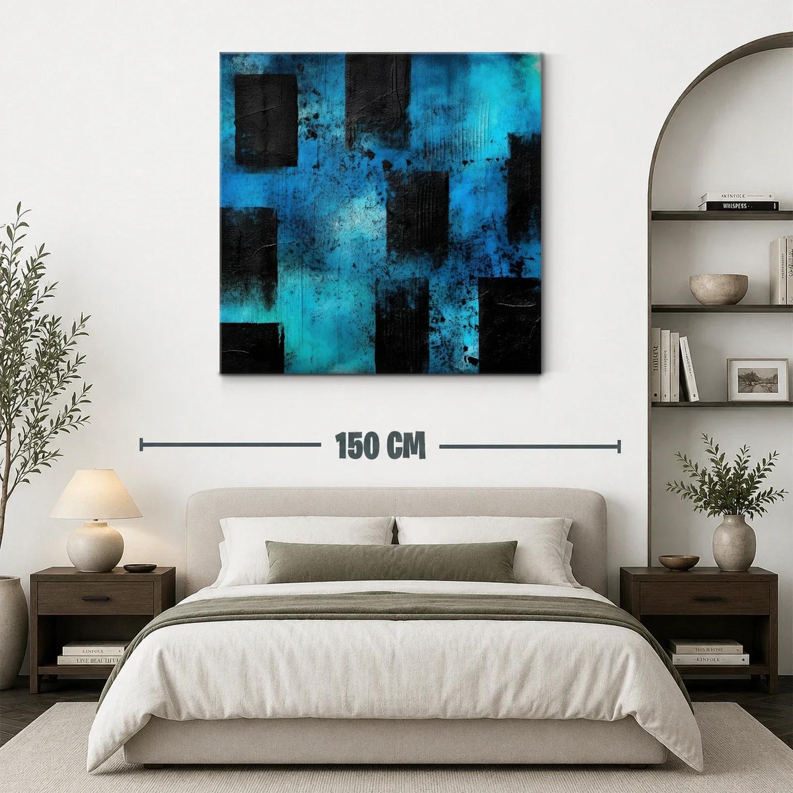Cuadro abstracto en tonos azules y negros — miniatura 3