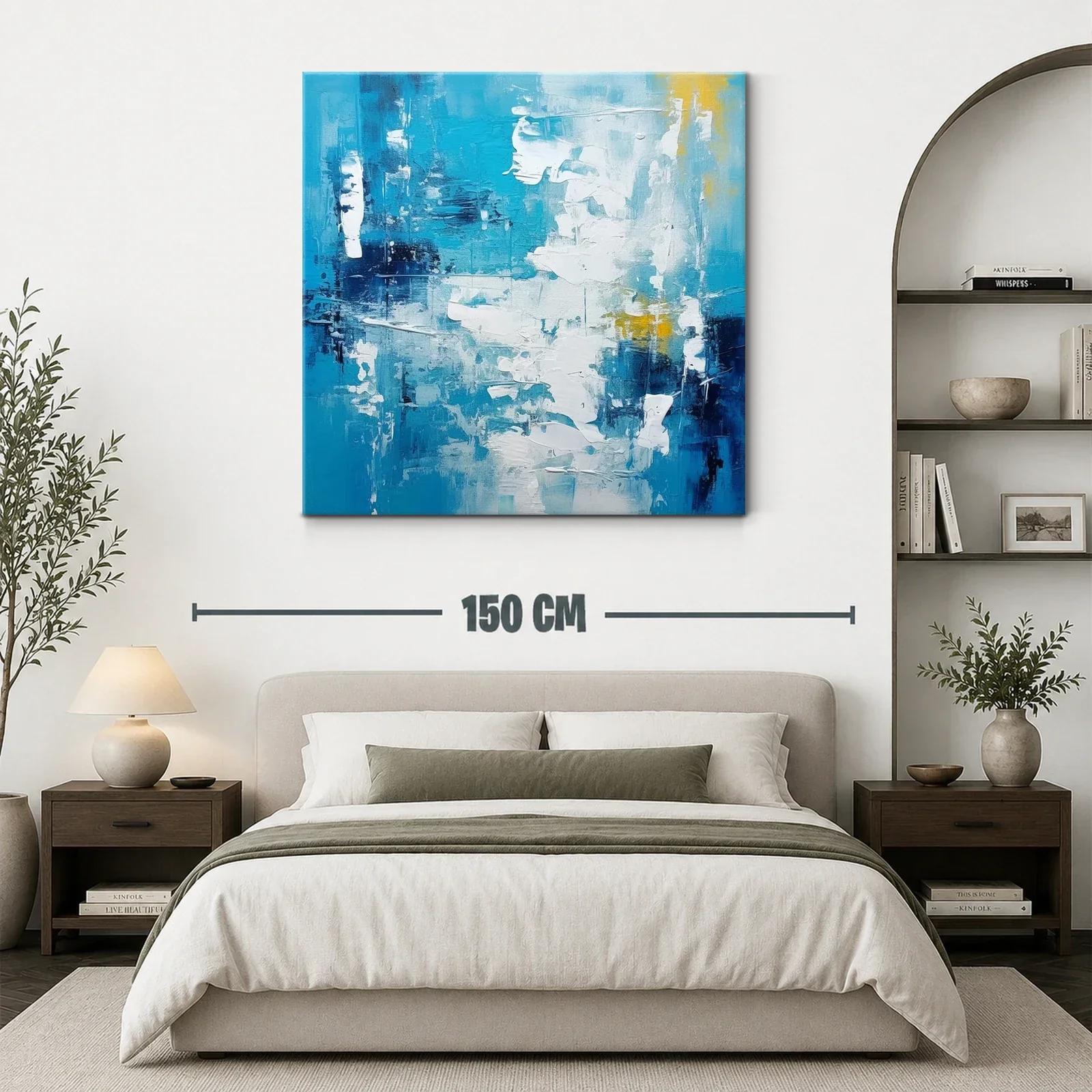 Cuadro abstracto con tonos azules y blancos vibrantes — miniatura 3