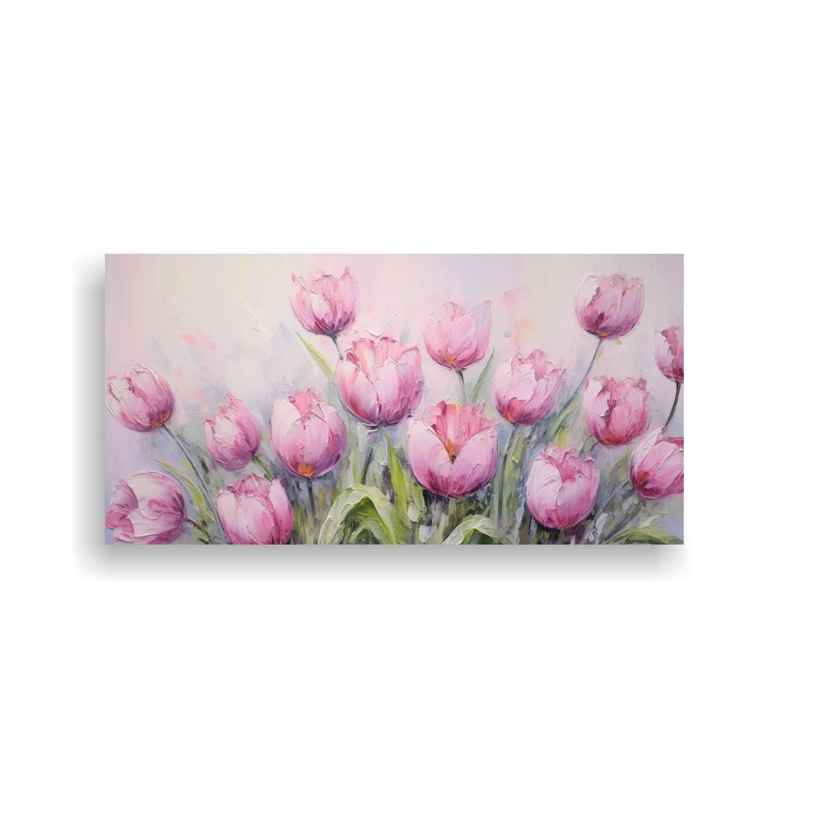 Cuadro ramo de tulipanes rosados con tallos ascendentes — imagen principal
