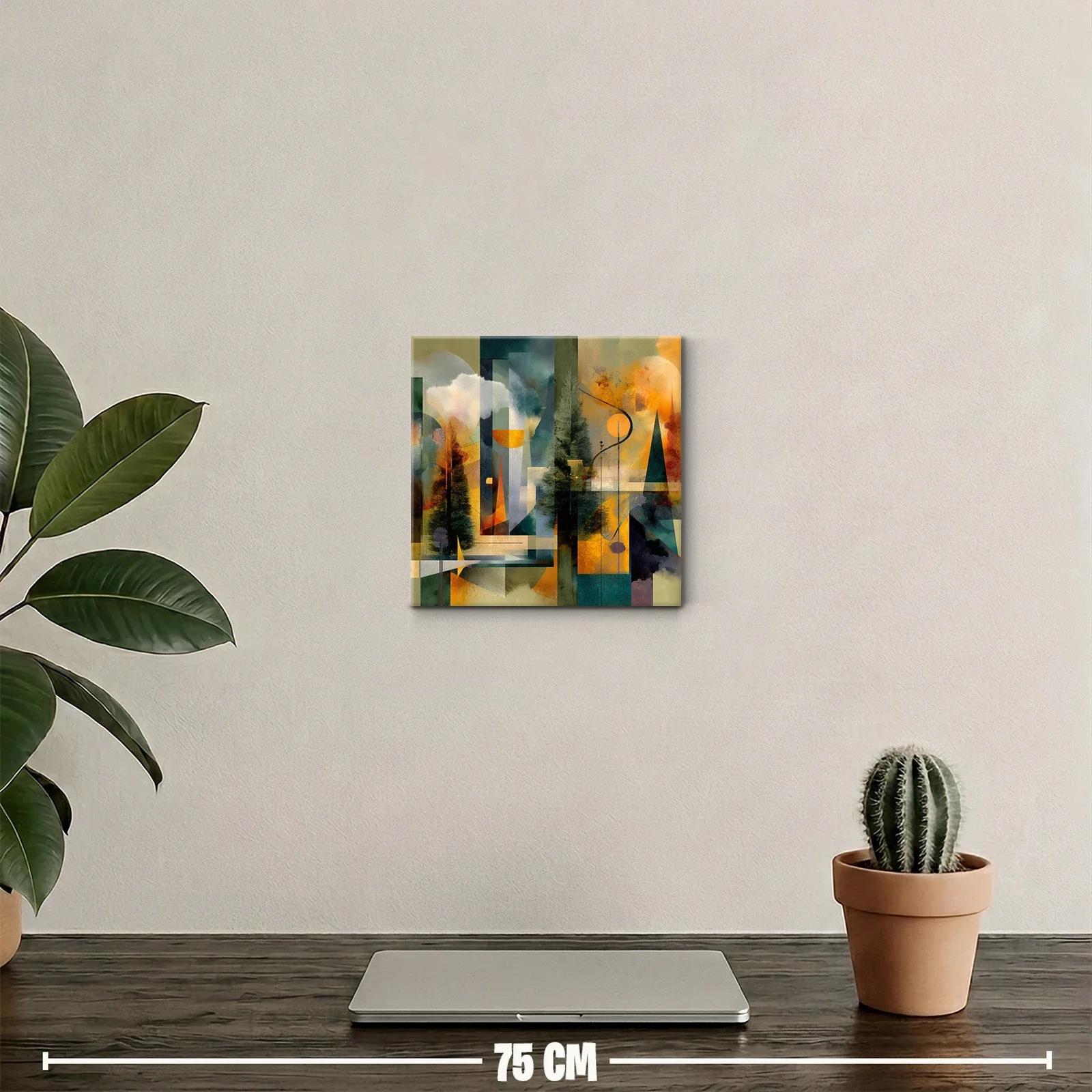Composición abstracta con tonos verdes y naranjas vibrantes — miniatura 2