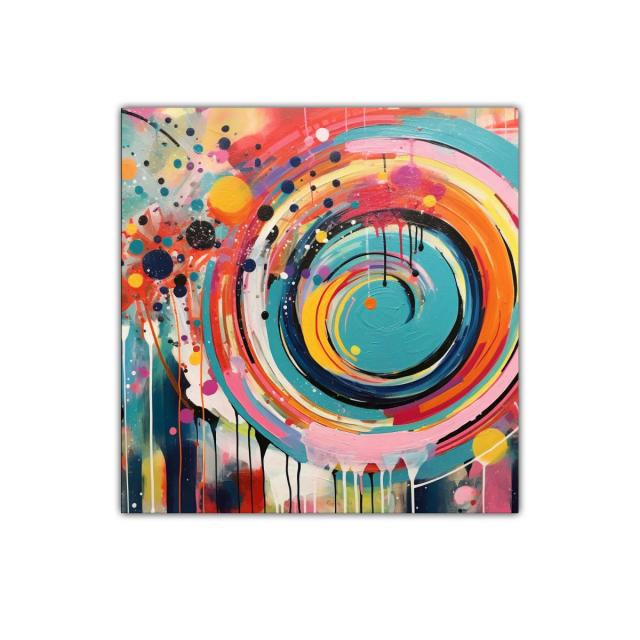 Cuadro abstracto con espiral dinámica y colores vibrantes